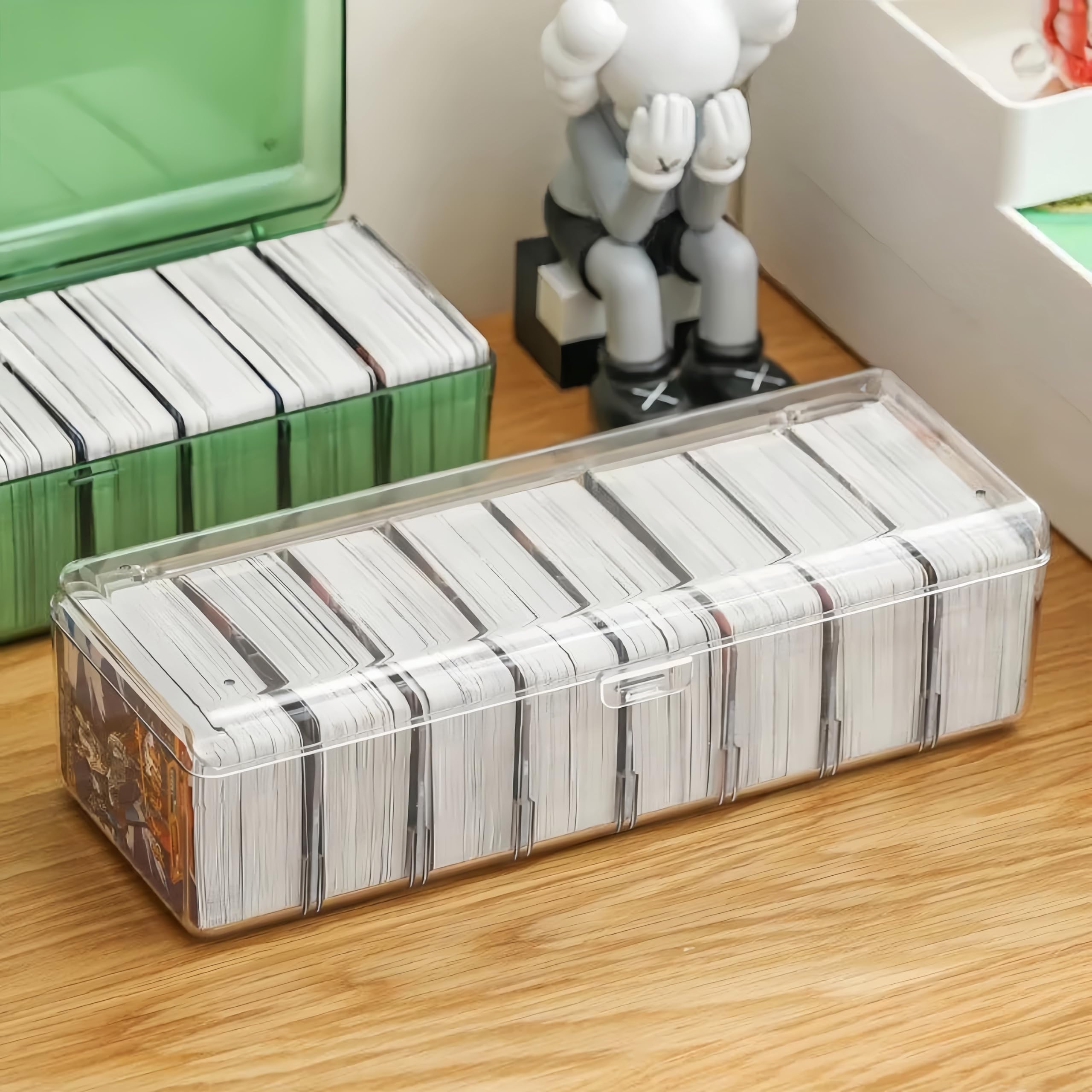 Dmnnlp Plastic Dividers Card Storage Box, Clear Playing Card Case, Trading Card Storage Box with Lid - Image 3