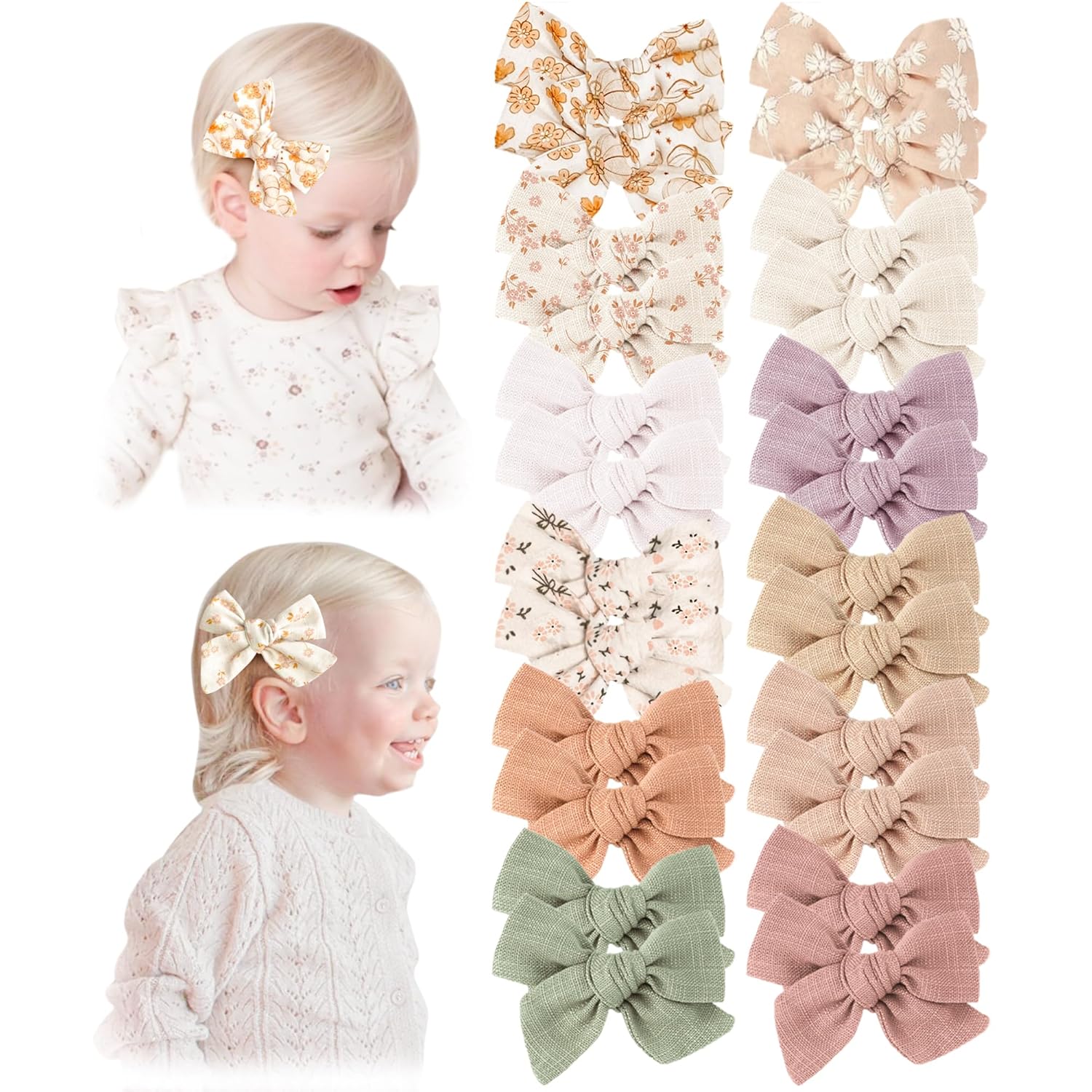 24 PACK Baby Girls Hair Bows Clips Hair Barrettes Accessory