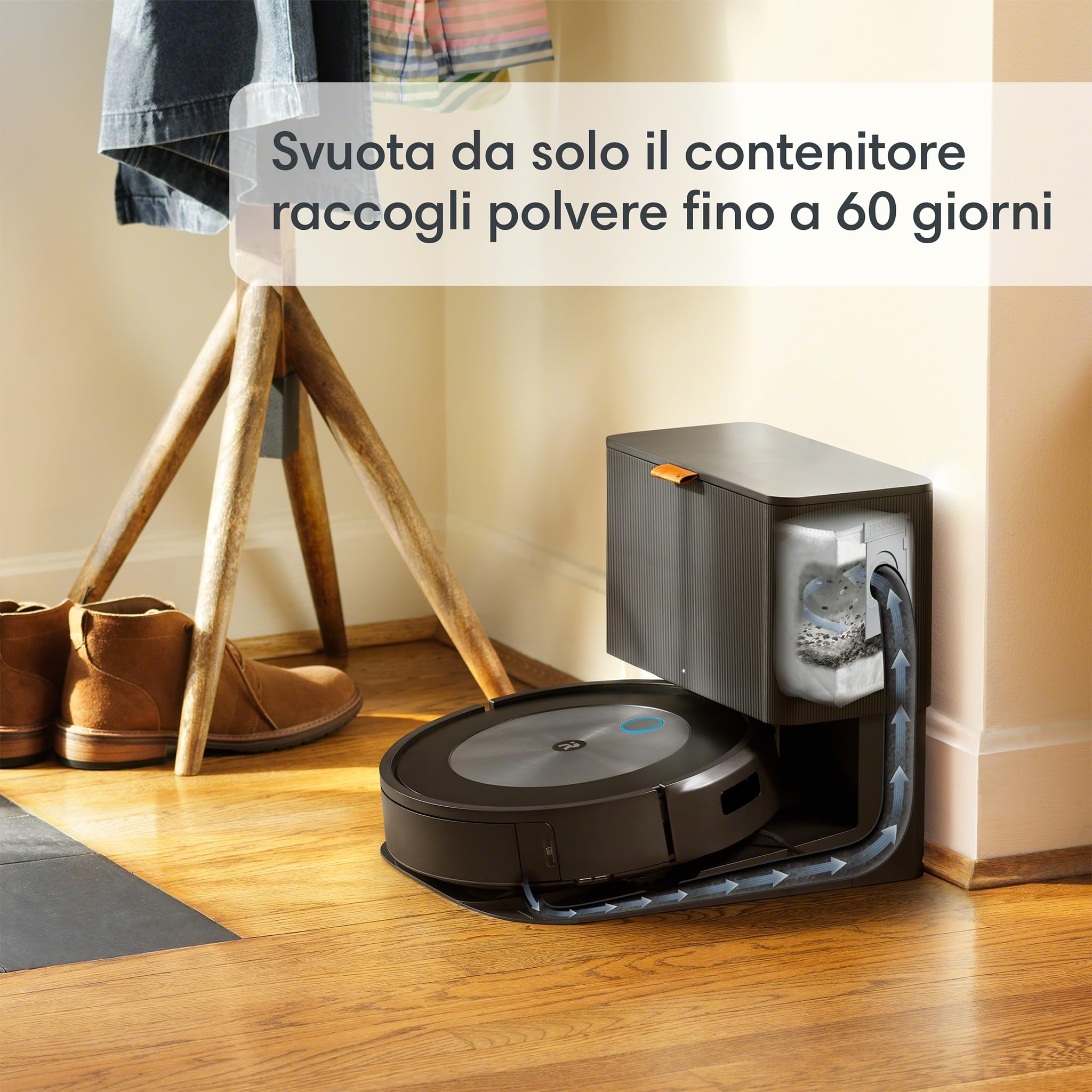 iRobot Roomba Combo j5+, Robot Aspirapolvere Lavapavimenti, Base Autosvuotante, Mappatura Intelligente, Wi-Fi, Rilevamento Ostacoli, 2 Spazzole Multi-Superficie, App e Assistente Vocale, Bronzo