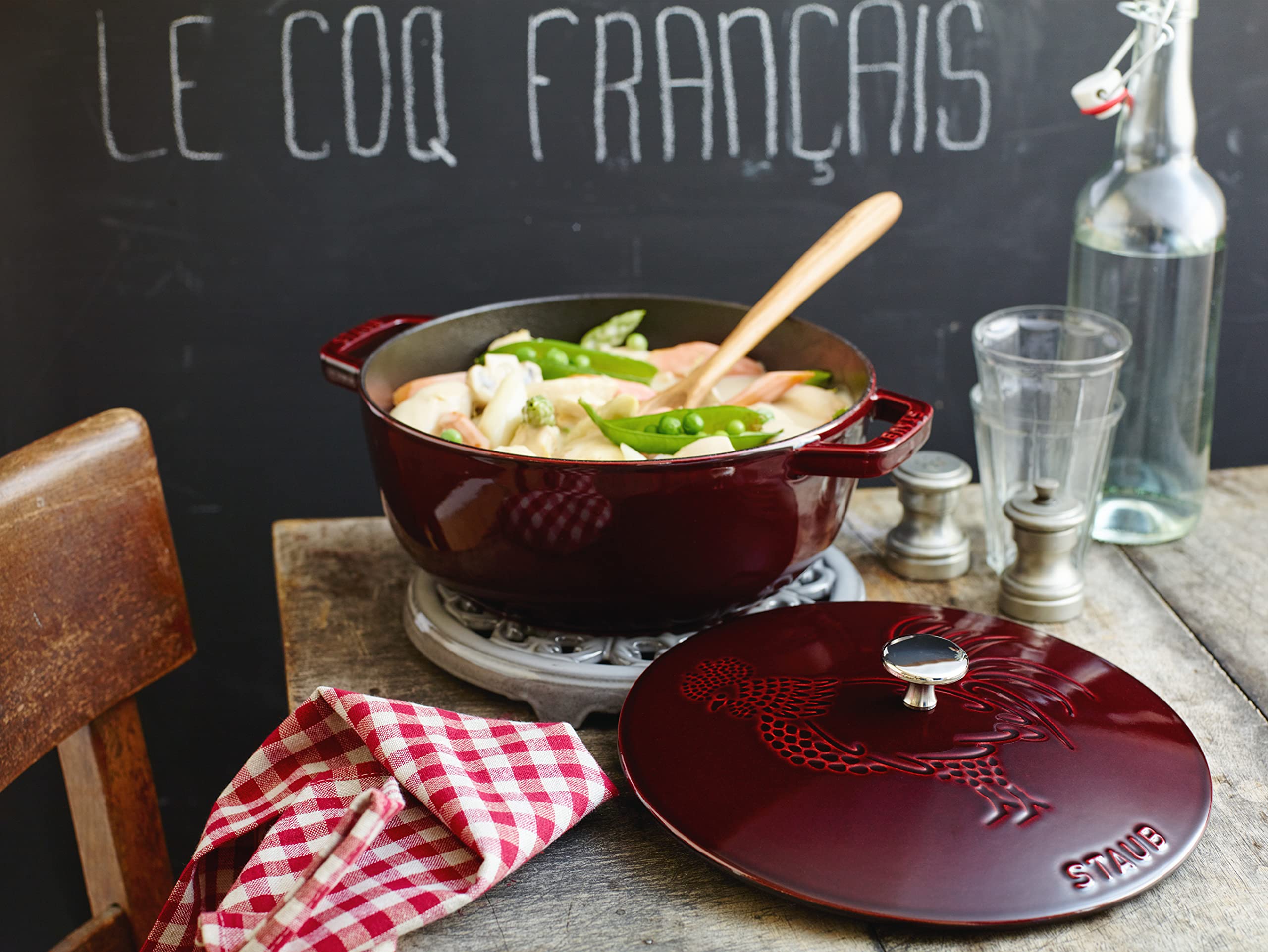 Staub Cast Iron 3.75-qt Essential French Oven Rooster - Grenadine, Made in France