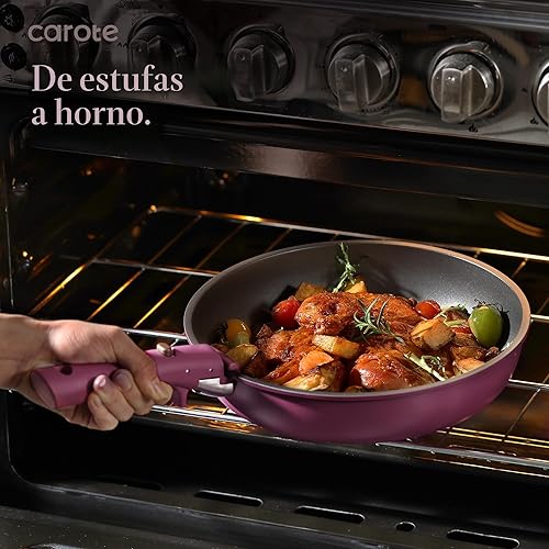 Miniatura 5 de CAROTE Juego de 21 ollas y sartenes, juego de utensilios de cocina antiadherentes, mango desmontable, juegos de utensilios de cocina de inducción