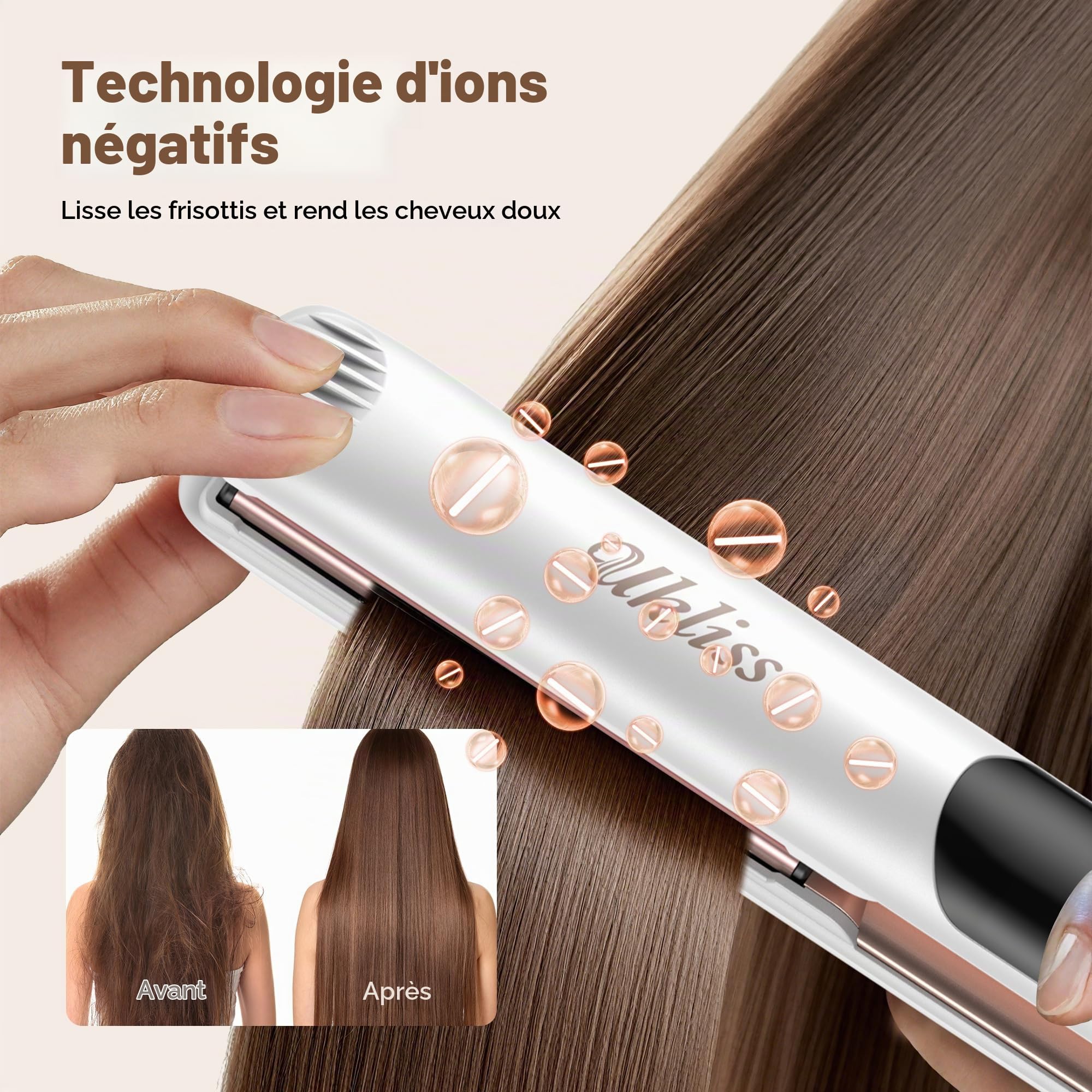 UKLISS Lisseur Cheveux 2 en 1, Fer à Lisser Céramique & Ionique