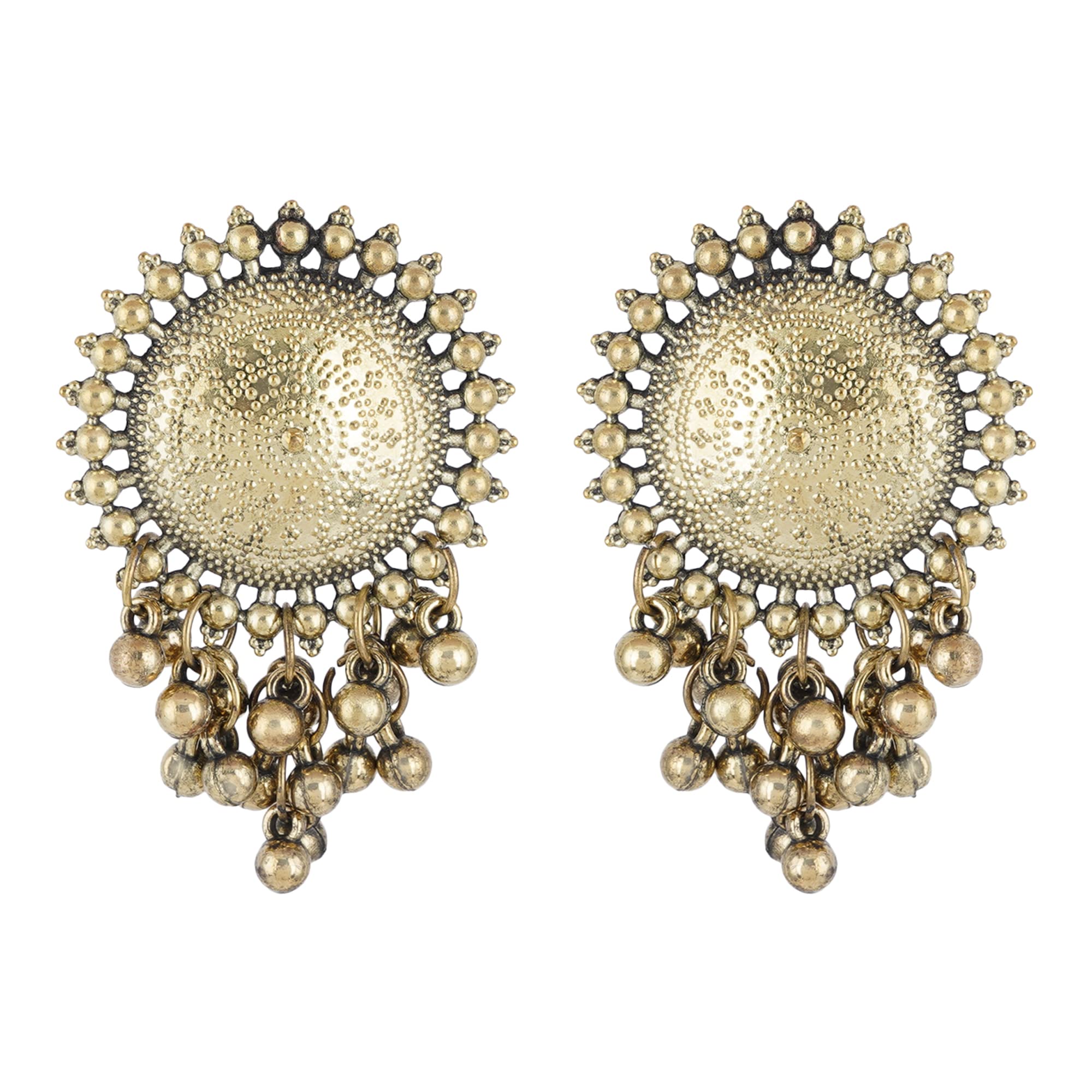 Shreyadzines Oxidized Jhumkas Jhumka Jhumki Ghungroo Statement Studs Earrings Jewelry for Women