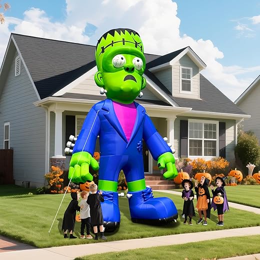 20' Giant Halloween Inflatable Frankenstein with Powerful Blower, Blow Up Holiday Decor for Outdoor Yard Lawn Halloween Party (Without LED Lights)