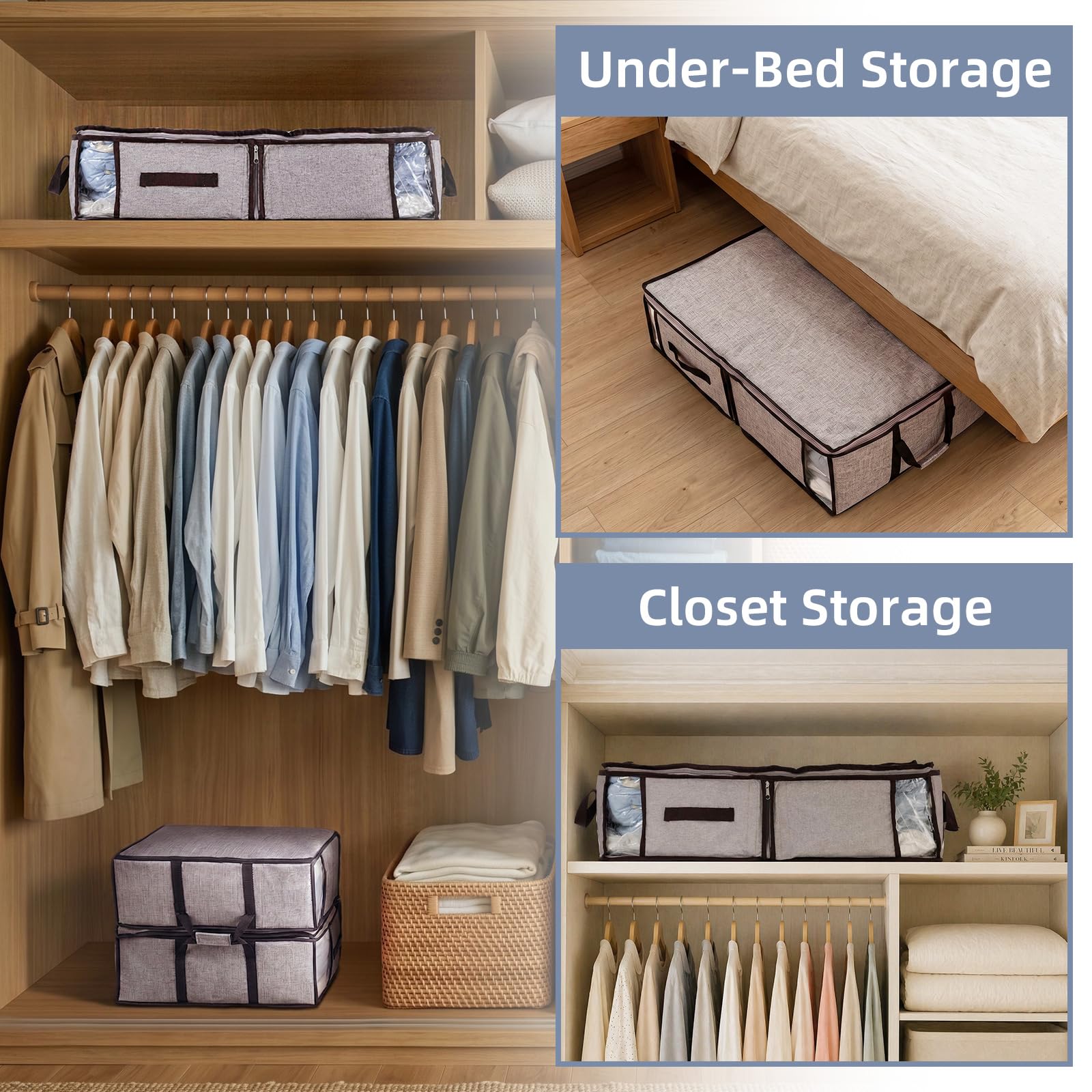 TAILI Sacchetti sottovuoto con scatola, 70 x 50 x 18 cm, 2 in 1 | Pieghevole sotto il letto, resistente all'usura, risparmia l'80% di spazio in più per piumini, vestiti, biancheria da letto