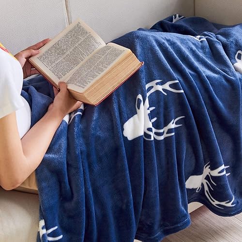 Miniatura 7 de JML Manta de felpa, 10.58 ozm, súper suave y cálida, manta de forro polar de franela estampada para sofá y sofá (ciervo, King)