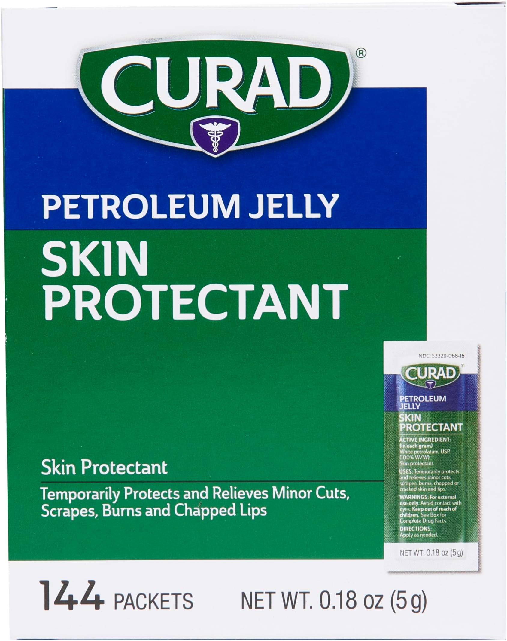 Petroleum Jelly Skin Protectant, Healing Ointment for Dry Cracked Skin, 144 Count Packets