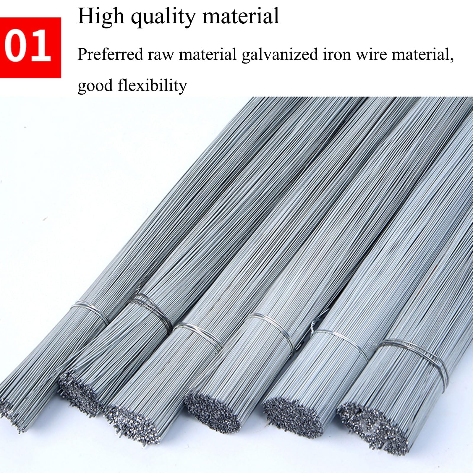Alambre, Longitud 350-500 mm, Bridas de alambre de hierro galvanizado, Alambre de etiqueta galvanizado de 0,5 kg, Diámetro 0,7 mm for sitios de construcción, equipos mecánicos, bricolaje artesanal(Len
