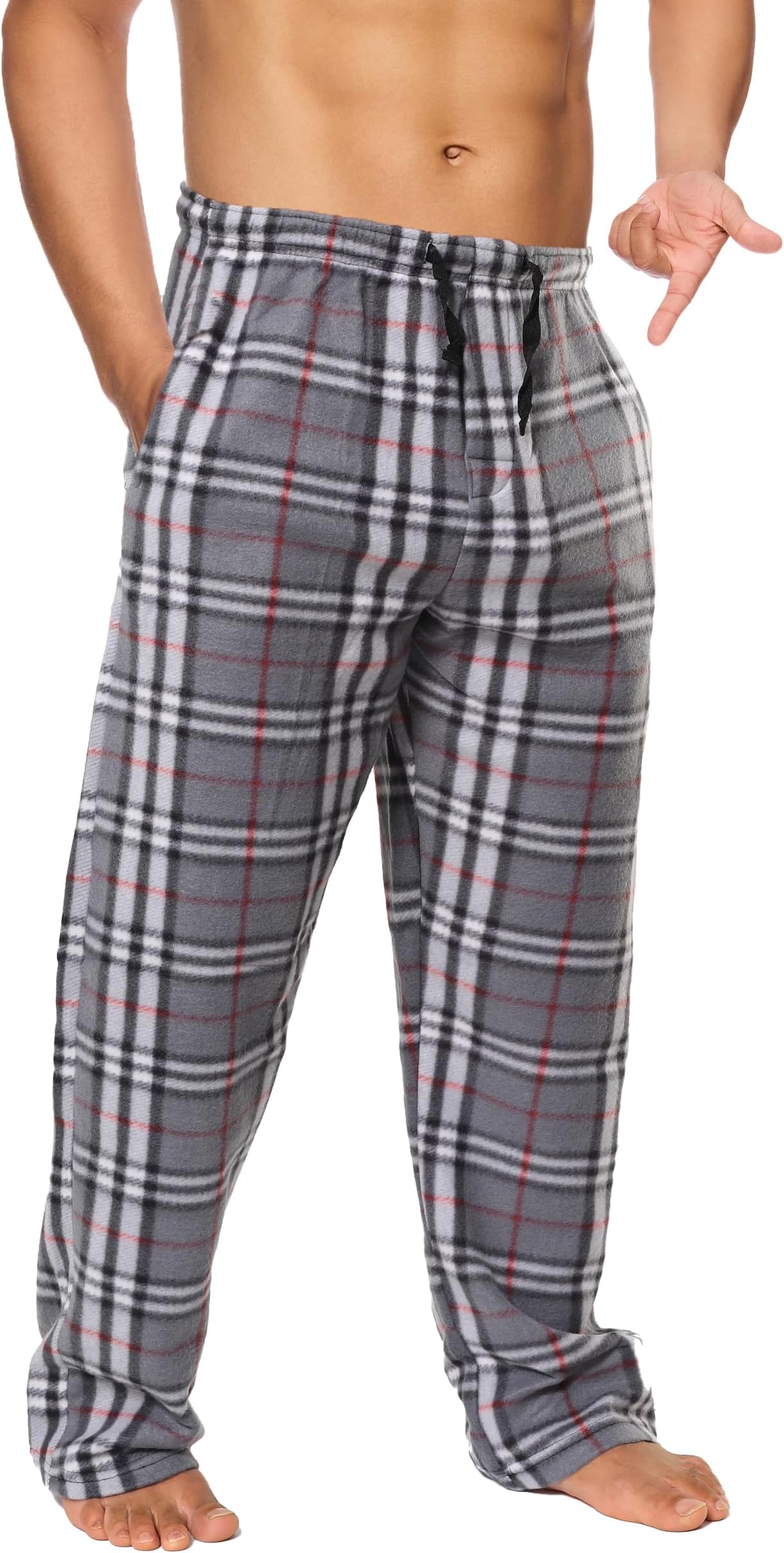 Active Club Mens Pajama Pants -Mens pajama Bottoms-Mens fleece Plaid Lounge Pants with Pockets 1 & 3 Pack
