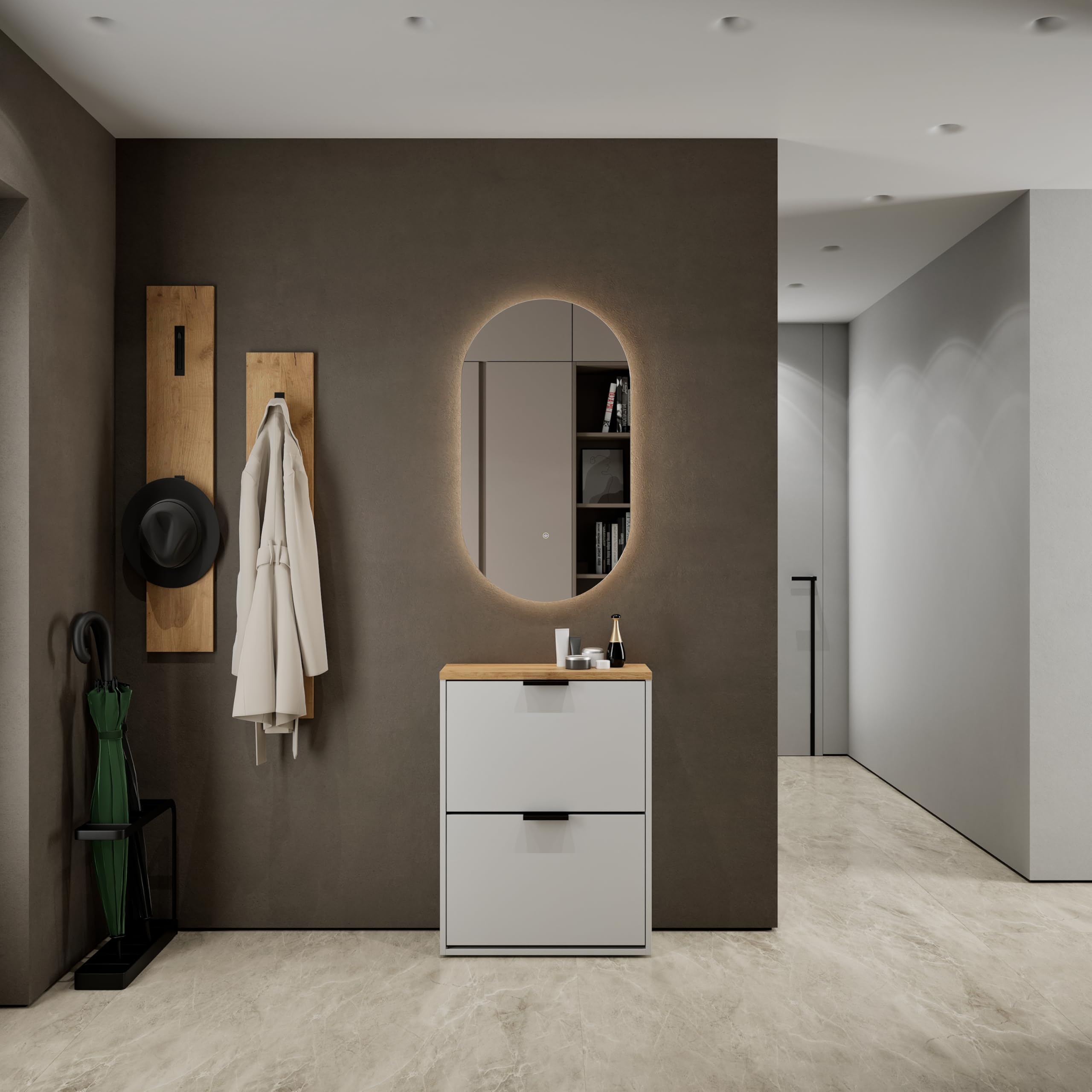 Scarpiera Modulare MRBLS 60x50x36 Cm – Armadio Con 2 Ripiani, Colore Grigio Opaco – Wotan, Espandibile Fino A 3 Moduli, Made In EU - 5