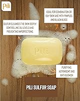 Vista 9 de Pili Natural Sulfur Soap Bars (3 Pack) Jabón de azufre - Deep Cleansing and Oil-Control Formula for All Skin Types - Maintain Healthy Skin - 3-Pack
