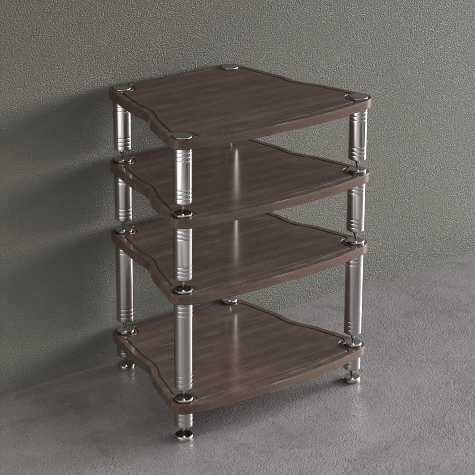 Support multimédia élégant meuble de rangement hi-fi finition noyer foncé