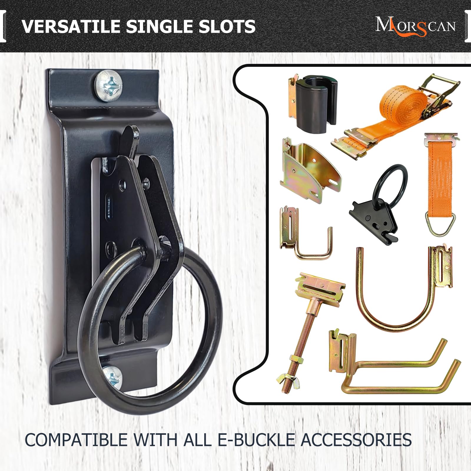 Confezione da 20 fessure singole E-Track, punti di ancoraggio extra portatili, mini binari per carichi di carico, cinghie a cricchetto/camma in camion, rimorchi, pianali, furgoni, pick-up