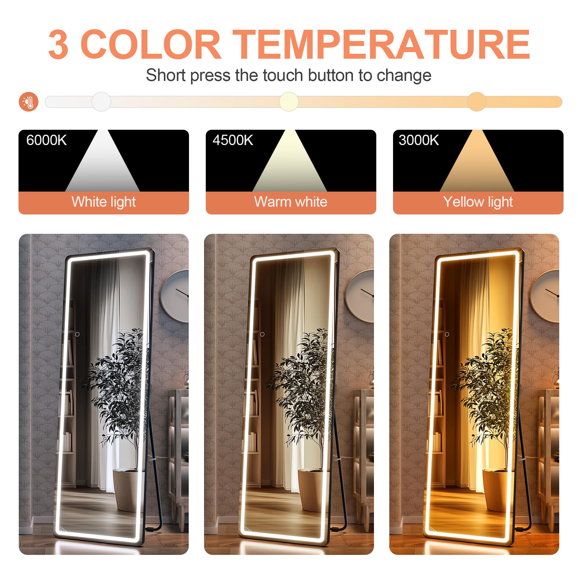 WINNICE Full Length Mirror with Lights, 56