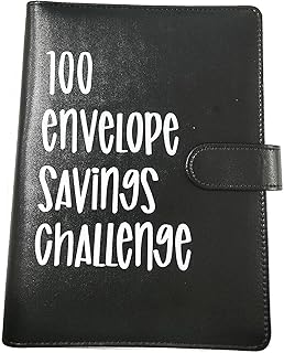 100 Envelope Savings Challenge Binder, Easy and Fun Way to Save $5,050, Money Binder with Cash Envelopes, Savings Challenges Book for Budgeting and Saving Money (Black)