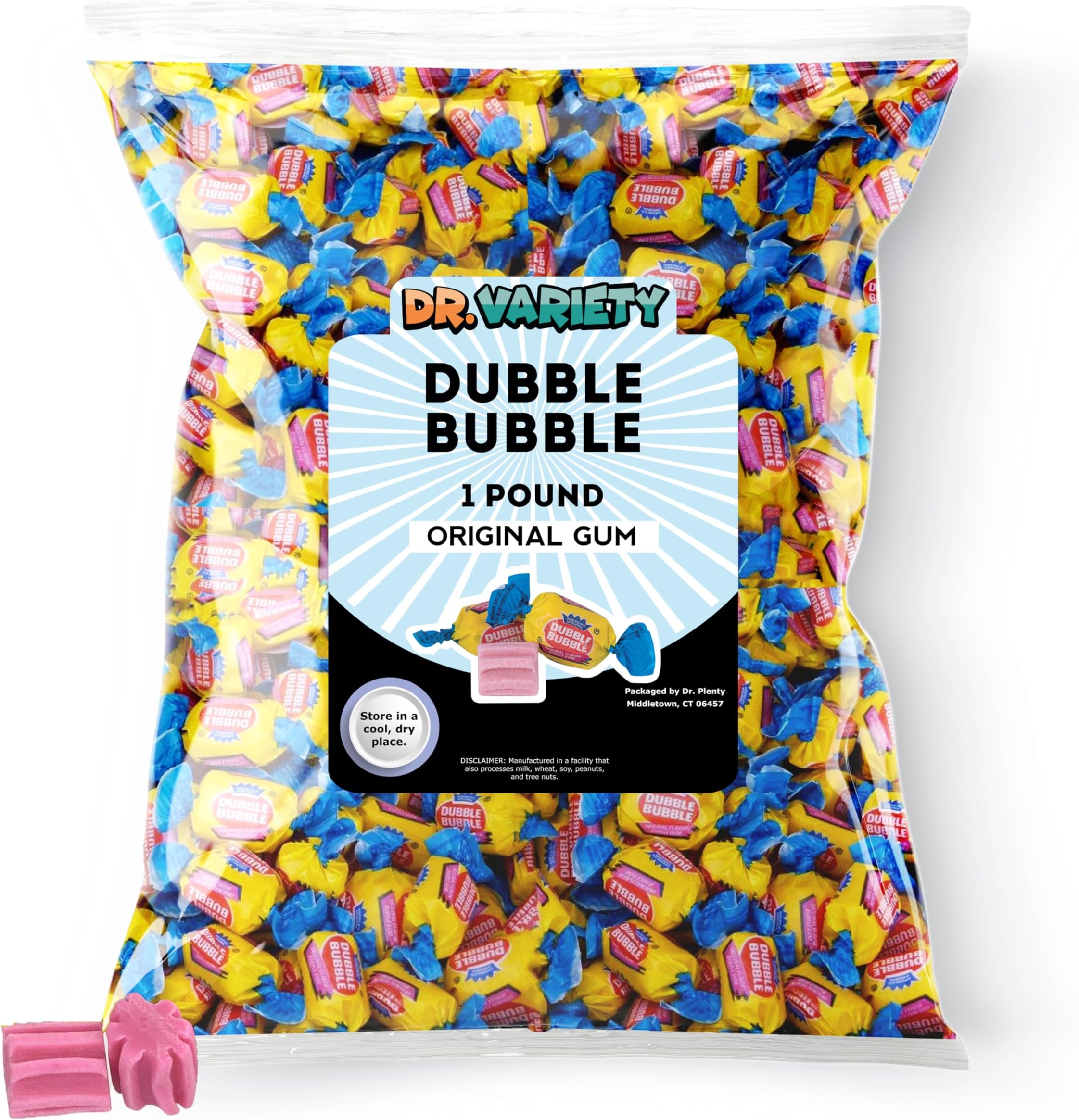 Dubble Bubble Gum Original Flavor, 1LB Bulk Pink