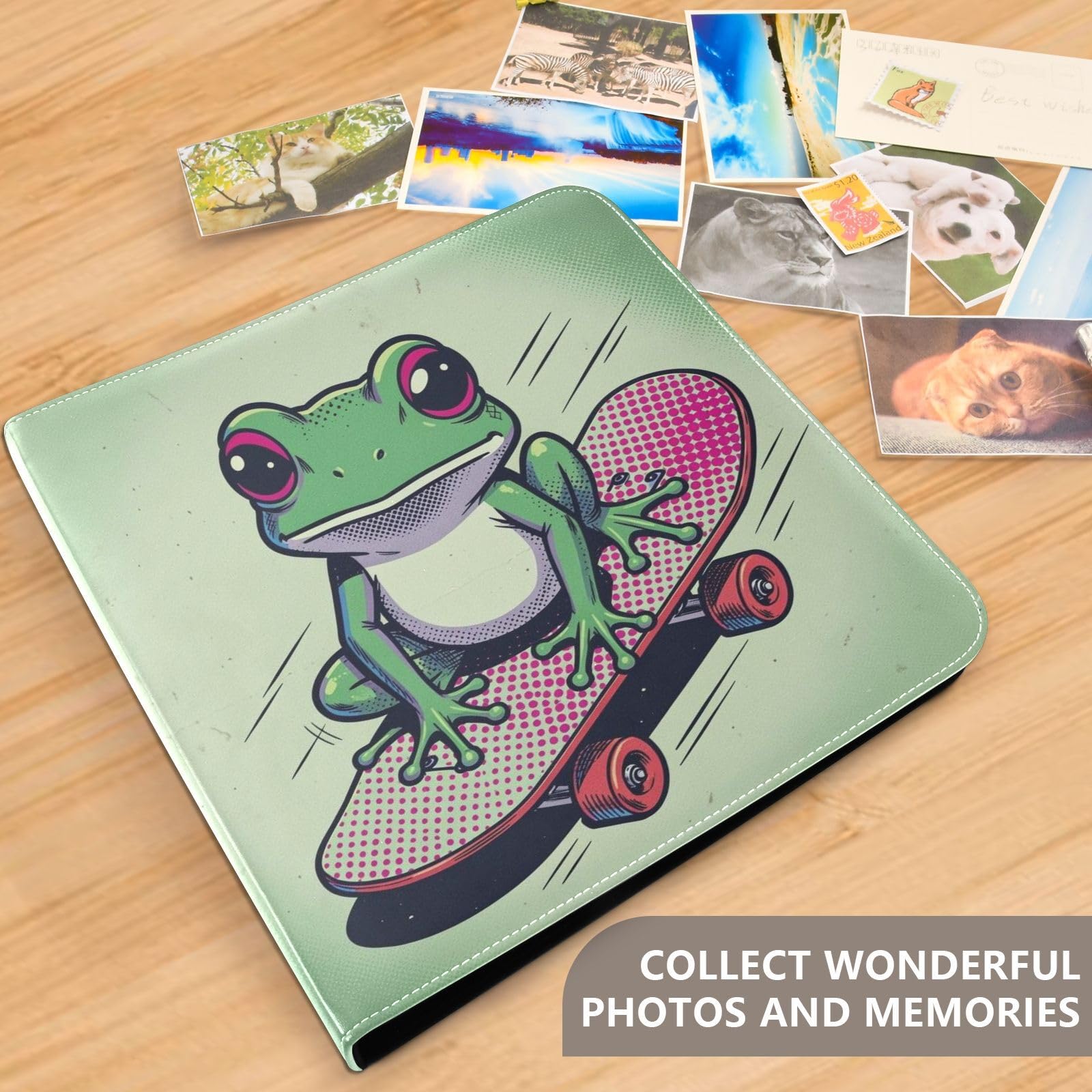 Żaba na deskorolce okładka ze skóry PU album fotograficzny