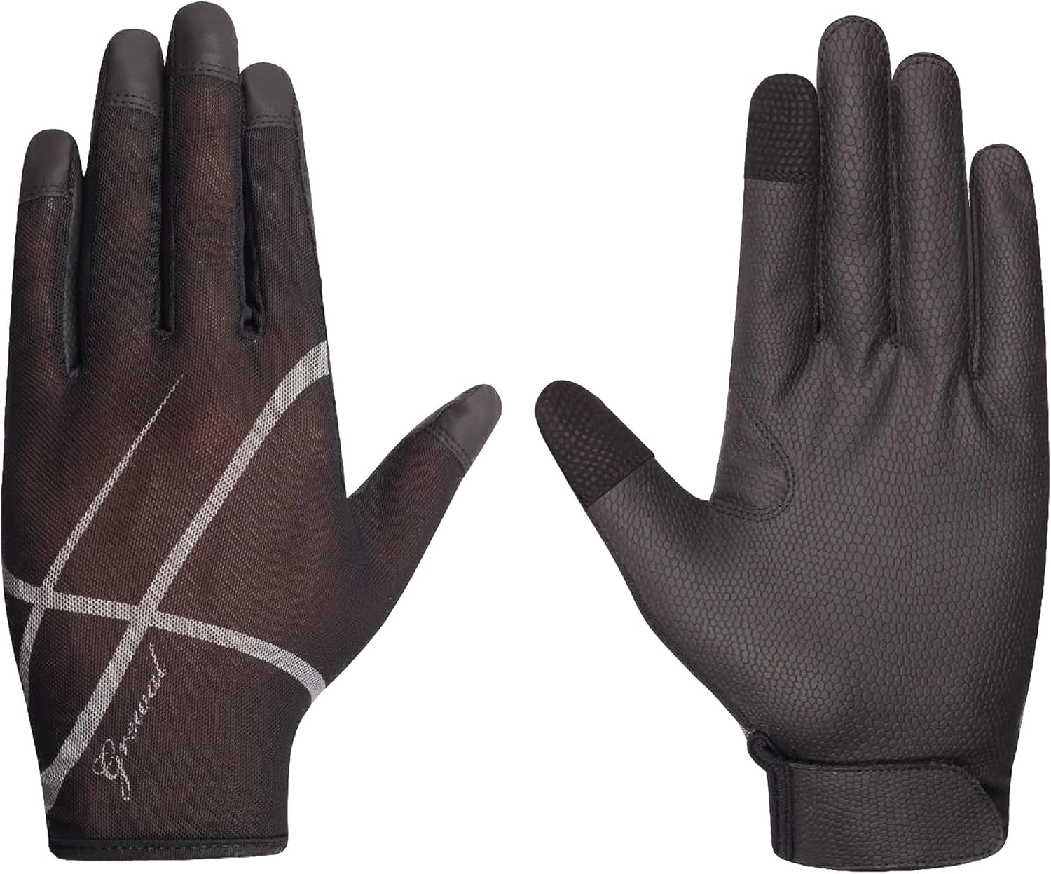 Anne, Ladies, Solar Mesh and Synthetic Leather, Equestrian Horse Riding Gloves, Black sz 5-9