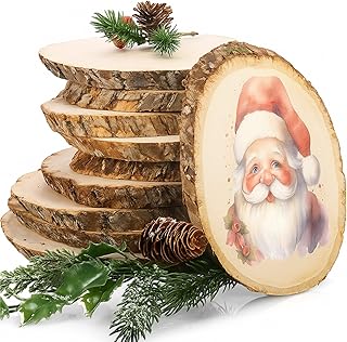 Tioncy 12 Pack 5-7 Inches Oval Wood Slices for Centerpieces Natural Unfinished Rounds Wood Slabs Small Wooden Circle for DIY Crafts Rustic Farmhouse Wedding Christmas Table Decorations