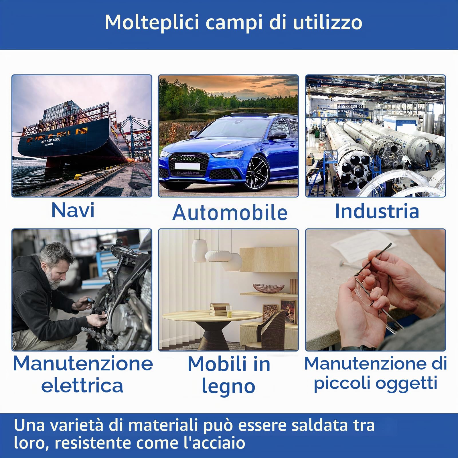 EIGTWEN Colla per Metallo Extra Forte - 160g, Liquido Resistente al Calore per Riparazione di Crepe Superficiali e Focolai in Acciaio Inossidabile