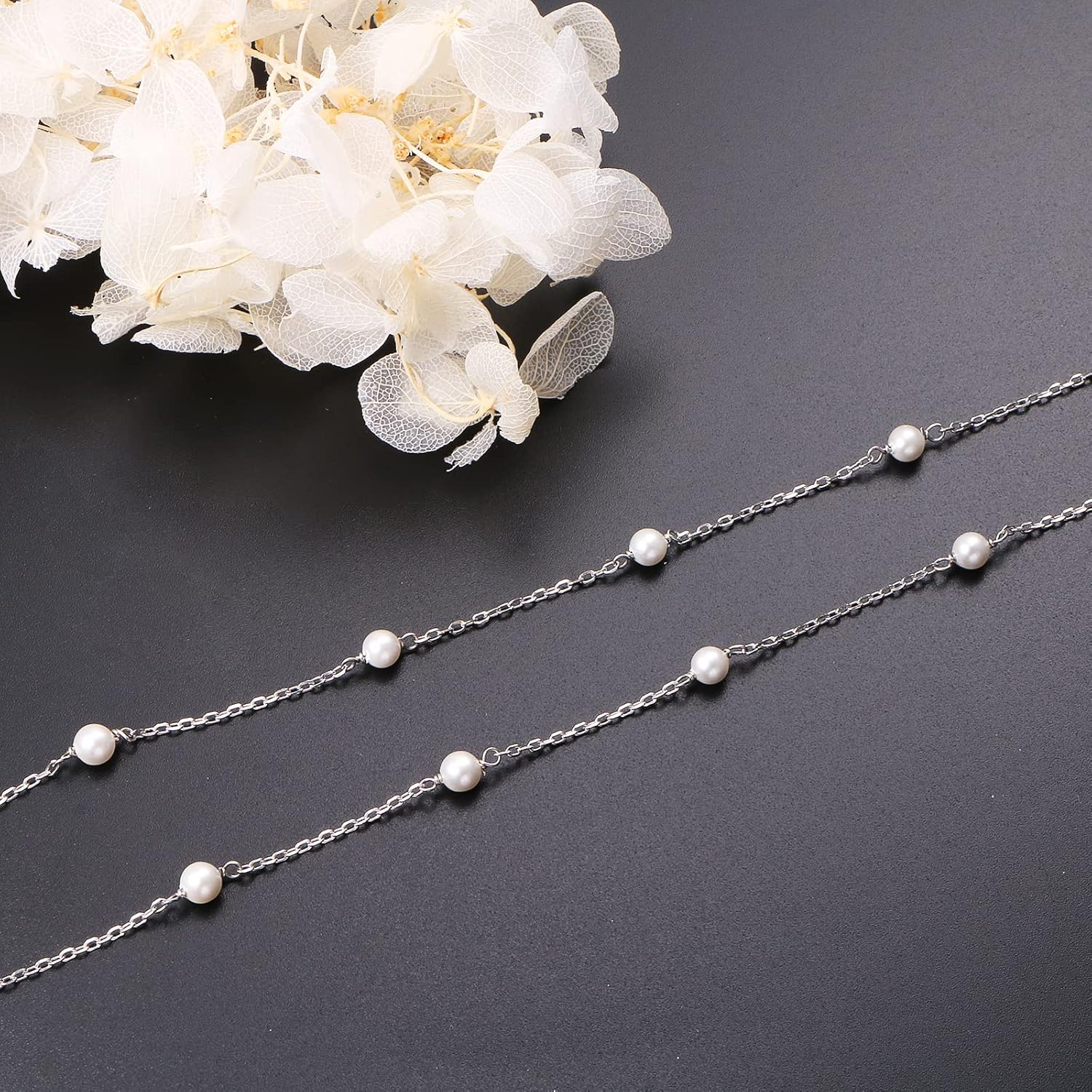 S925 Sterling Silver Choker Short Dainty Multilayer Triple Layered Necklace Pearl Bead Pendant for Women Jewelry - Image 3