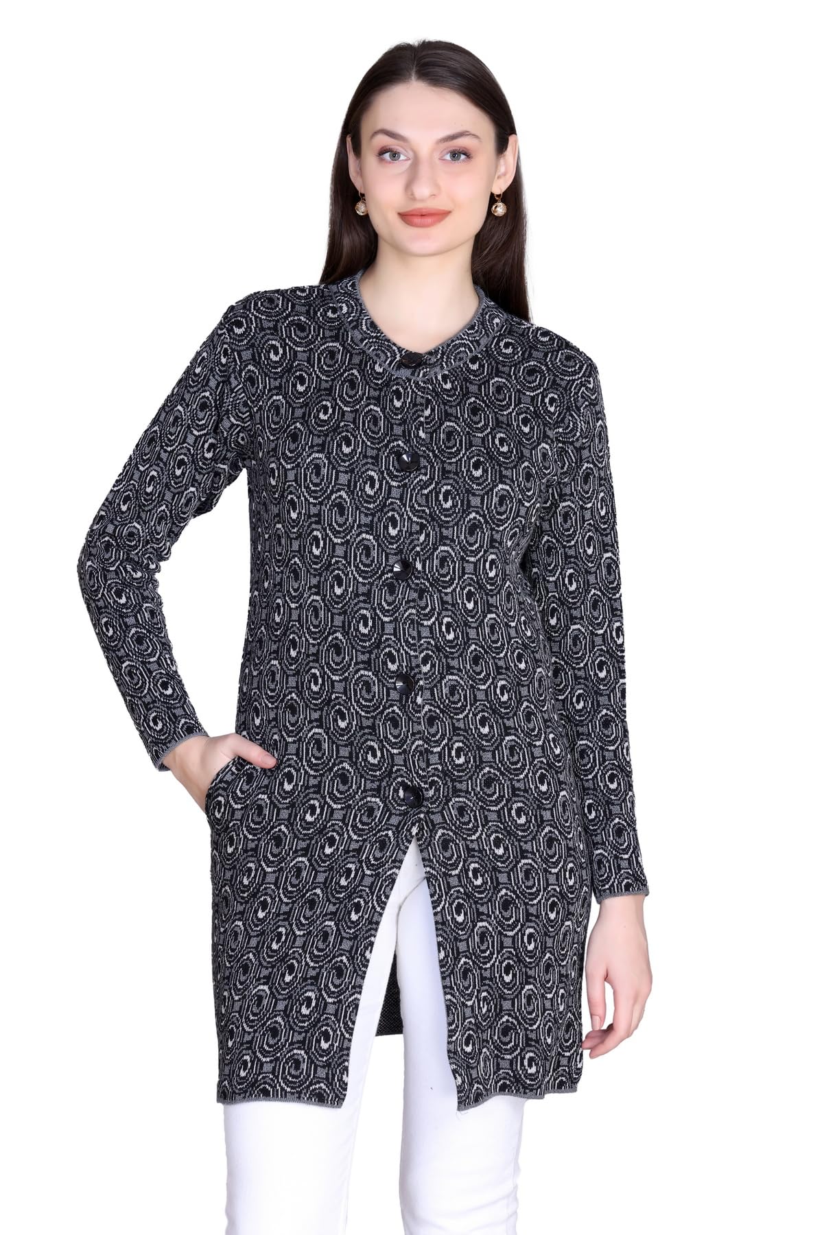 montrex Wool Blend Women's Winterwear Woolen Long Coat for Winter Sweater Cardigans - 6461-picture-22