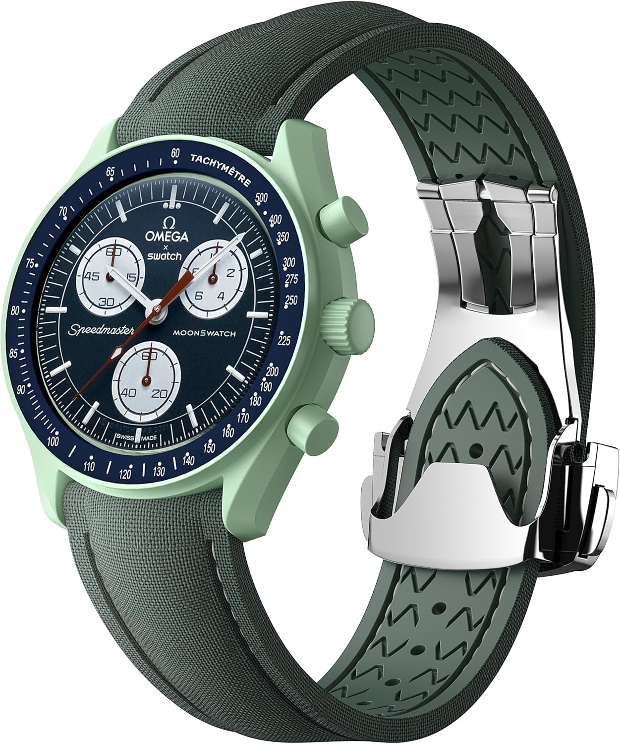 FKM Rubber Watch Strap with Deployant Clasp, 20mm 21mm 22mm Universal Quick Release Replacement Strap for Men Women,Dustproof,Sweat-proof,Oil proof Sport Soft Fluoroelastomer Wristband