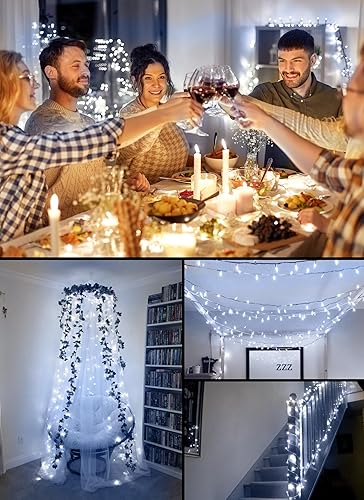 Vista 59 de Guirnalda de luces de Navidad a pilas, 20 luces LED de 8 pies con temporizador, luces de árbol de Navidad para interiores y exteriores, dormitorio