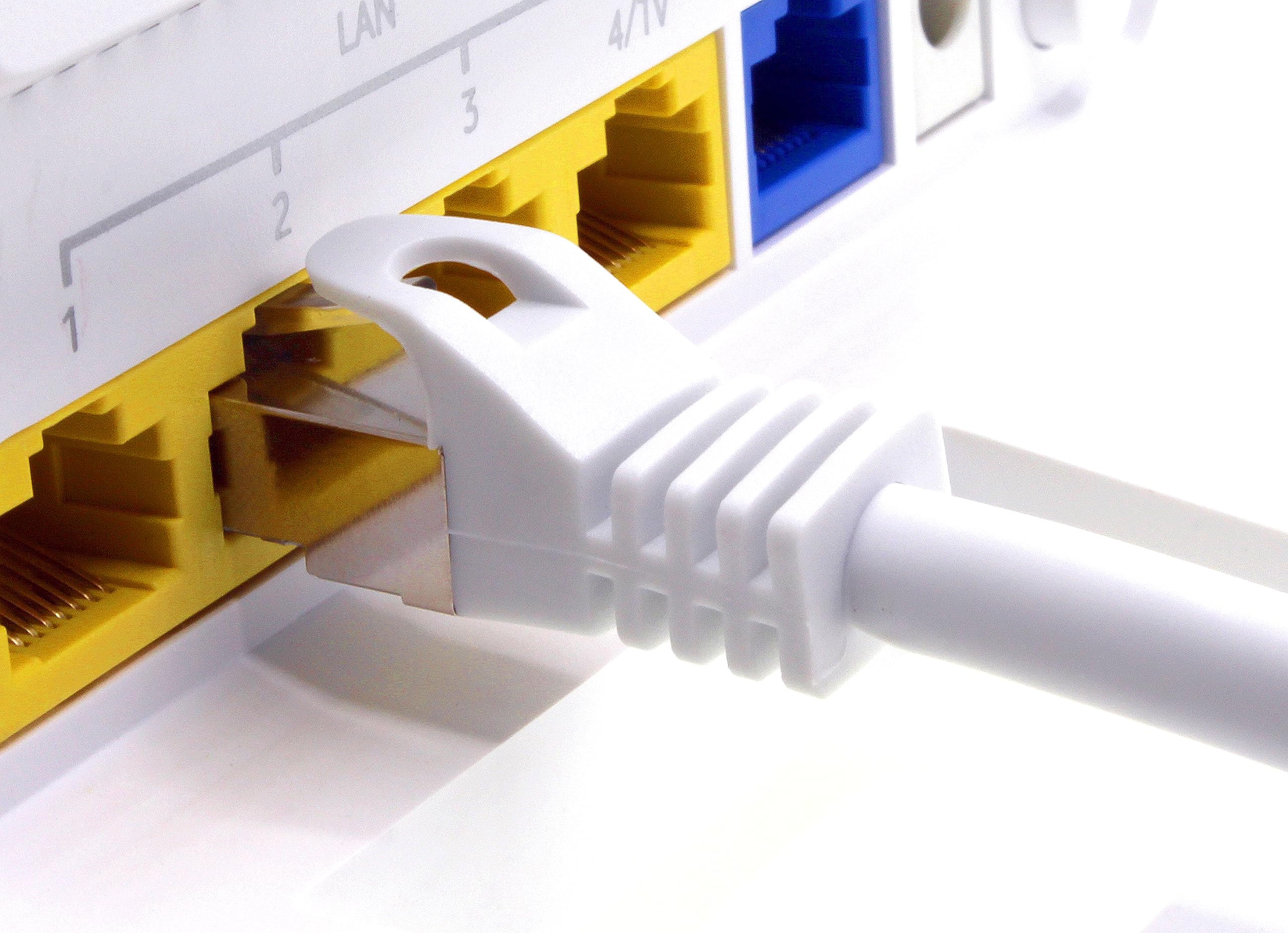 Cable LAN de 1 m, Cat7, color blanco, 10 unidades, Ethernet RJ45, 10 Gbps, SFTP, cable de conexión para router, módem, conmutador, PC, portátil, consola de juegos