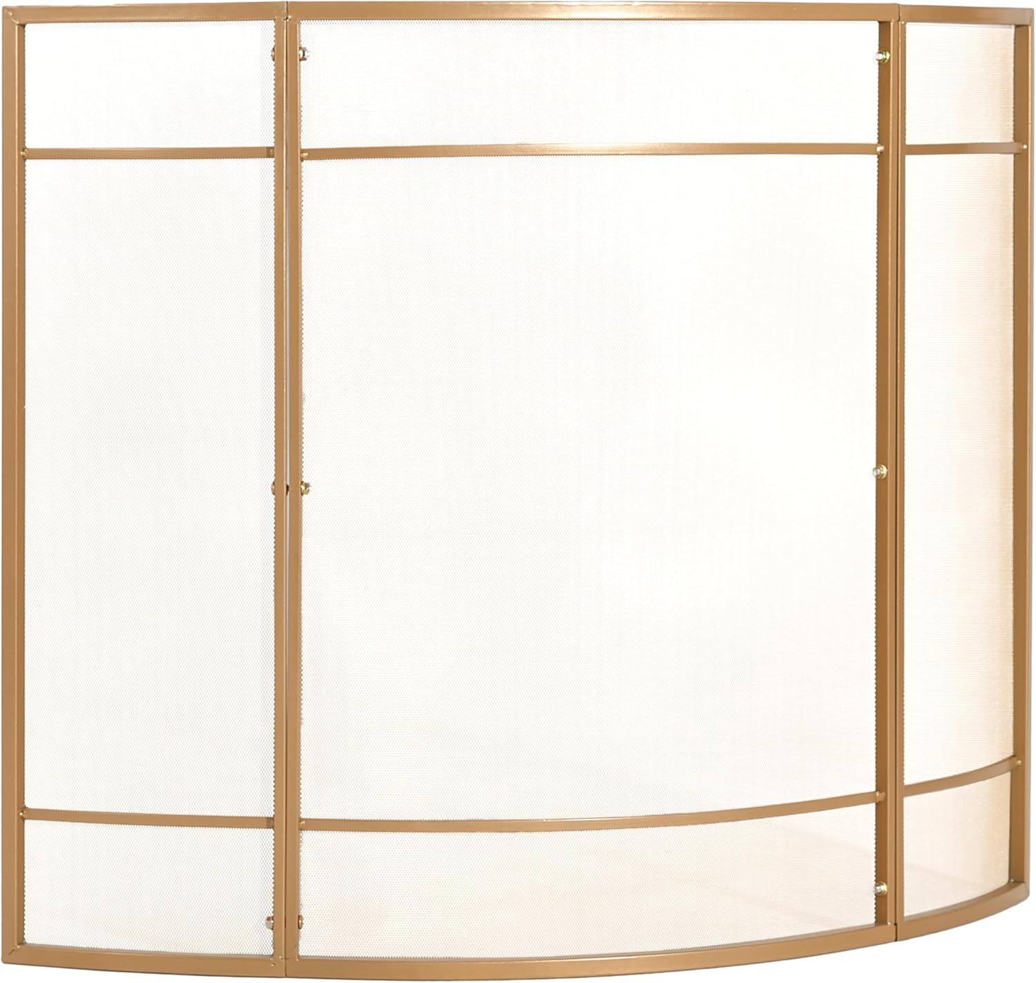 GOWE Regina 1-Panel Curve Iron Fireplace Screen 38" x 32", Golden Finish