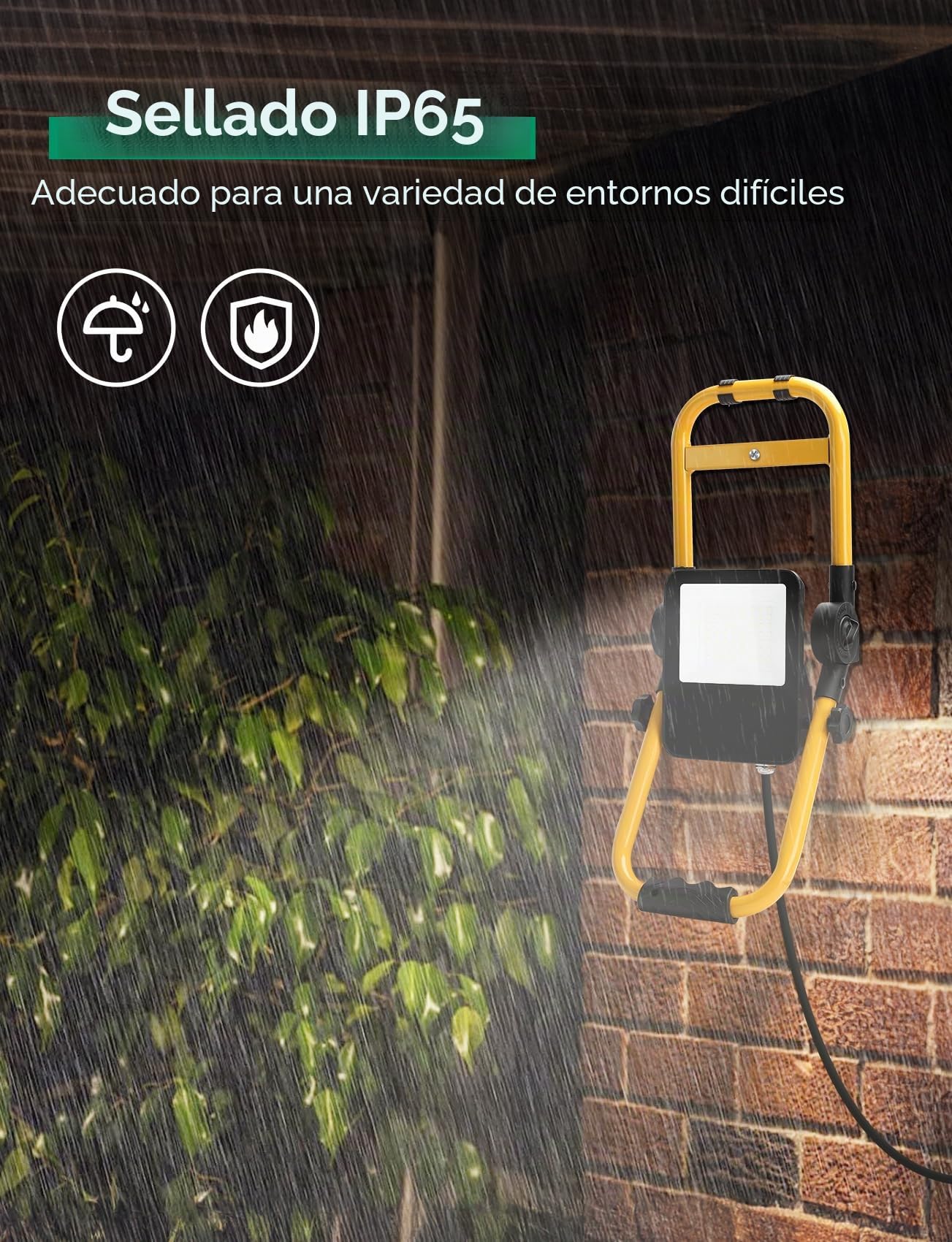 Aigostar Foco de Trabajo LED 30W 2700LM Foco LED Portátil con Enchufe, IP65 Impermeable Soporte plegable, para Uso en Interiores y Exteriores, para Obra, Taller, Garaje,6500K, 4 pcs（Sin soporte）