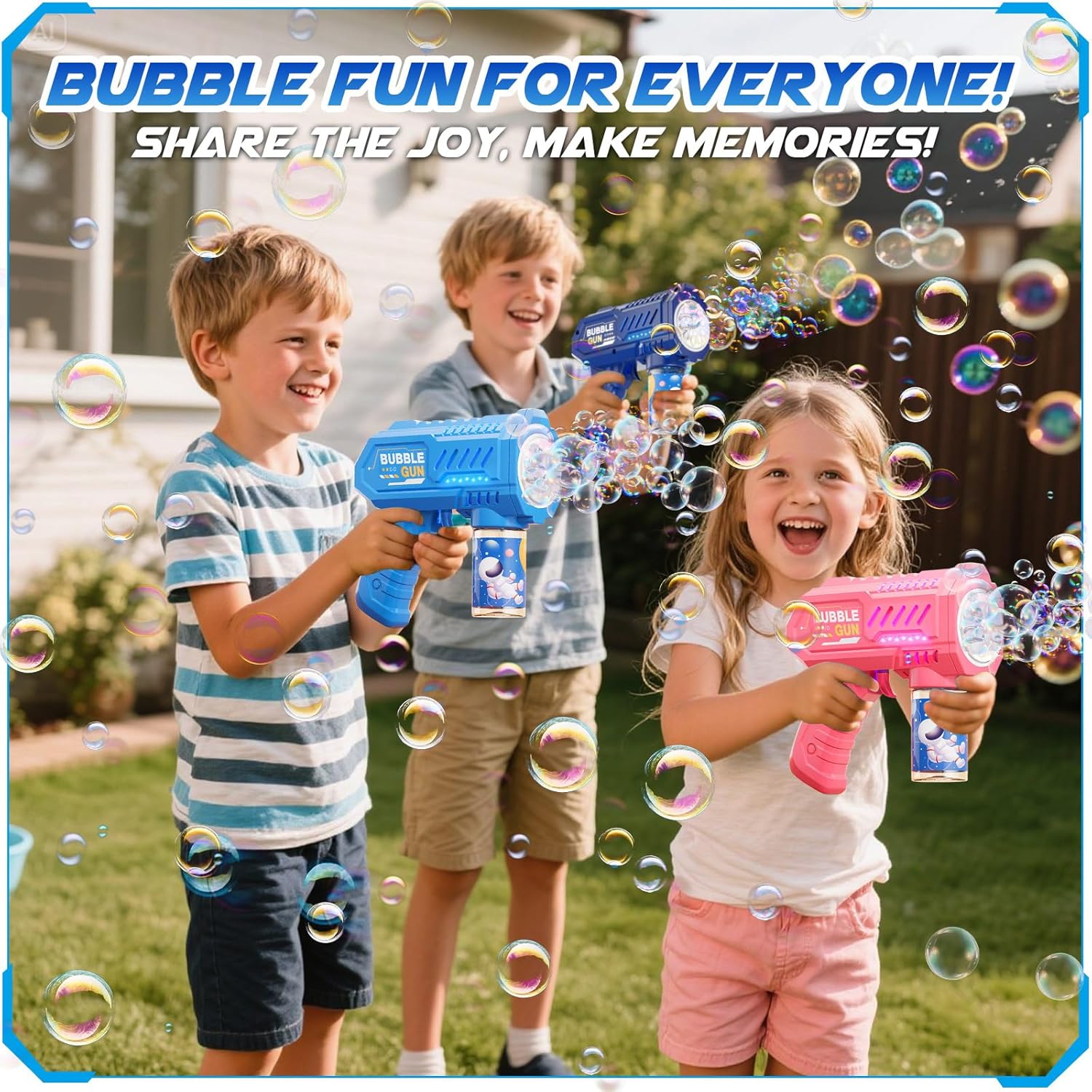 3 Packs Bubble Guns with 3 Solutions, Automatic Bubbles Machine for Boys Girls, Birthday Gifts for Ages 3 4 5 6 7 8 Year Old Kid, Summer Toy Outdoor Toys for Toddlers, Party Favors, Wedding - Image 5
