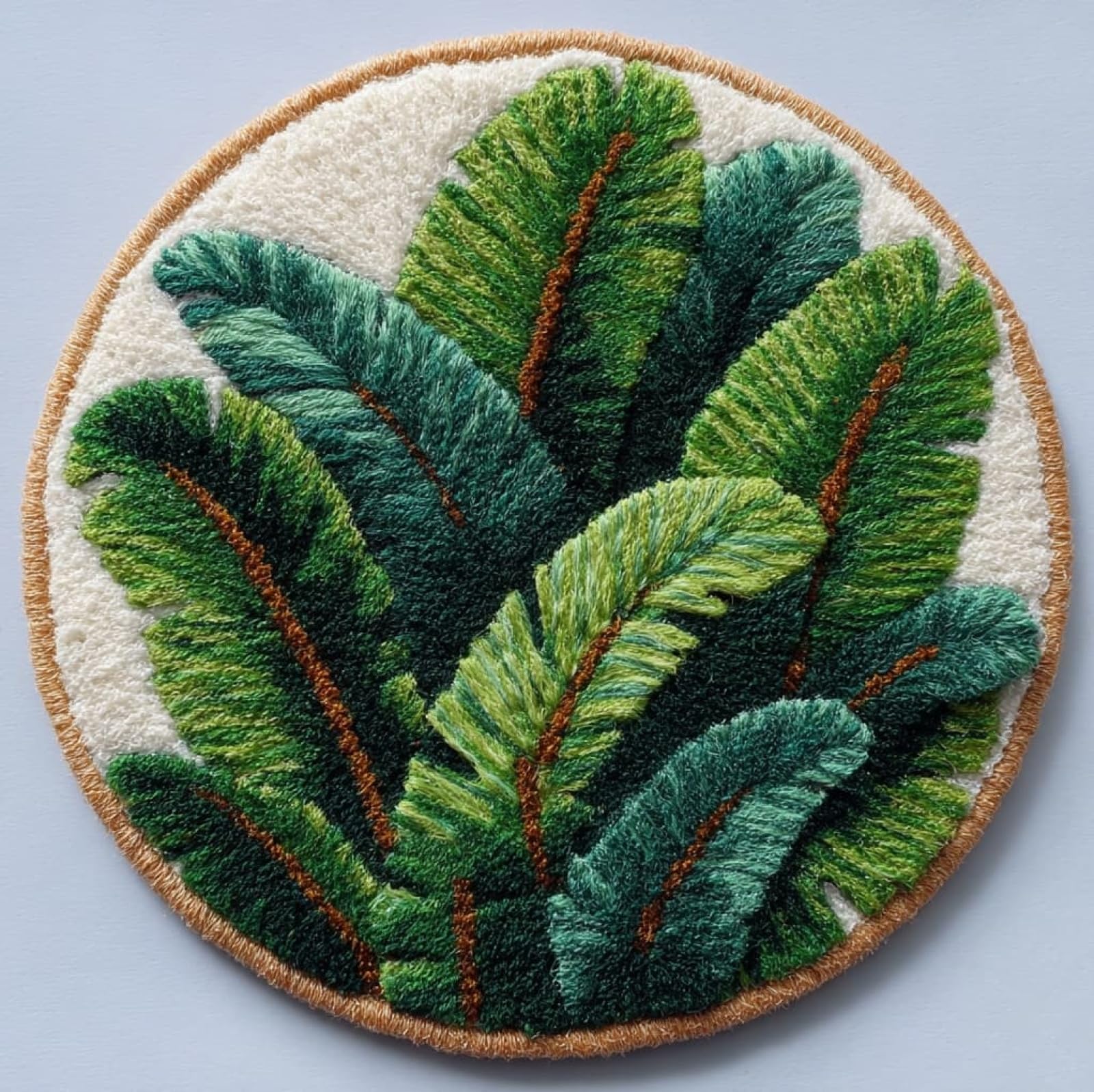 WallustrioaW DIY Craft Latch Hook Rug Kit,Tropical Palm Leaves,Embroidery Kit,Latch Hook Rug for Adults and Beginners,Craft Gifts Decoration,50x50cm
