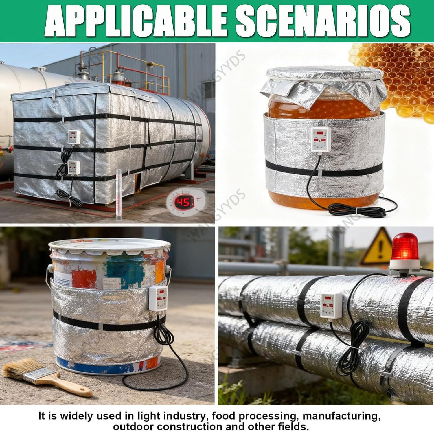 Manta Calefactora Profesional Para Contenedores Ibc De 275 a 330 Galones, Con Cobertura Total, Ip67, Calentamiento Rápido Y Alta Potencia, Calentador Para Contenedores Ibc Grey-275Gallon/1000L
