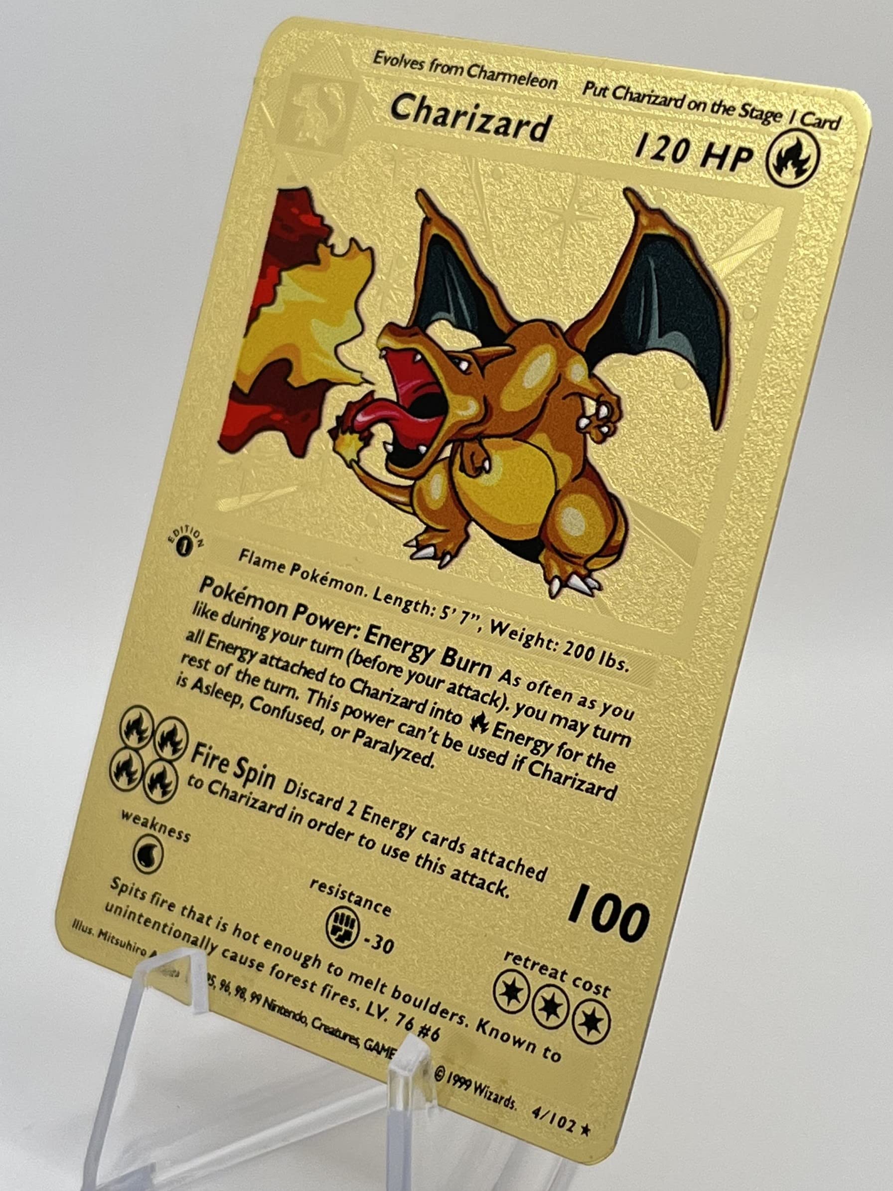 Buy Pokemon Charizard 1st Edition Base Set Gold Metal Card Collectible Buy Pokemon Charizard 1st Edition Base Set Gold Metal Card Collectible