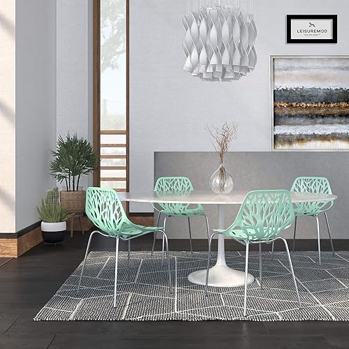Miniatura 2 de LeisureMod Juego de 4 sillas de comedor modernas con patas cromadas - Sillas de comedor contemporáneas con estilo Menta,Negro