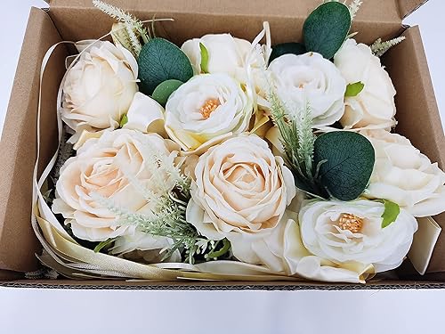 Miniatura 4 de TaTalife Juego de 6 decoraciones para sillas de boda, diseño de flores de rosas artificiales, juego de decoración de sillas de pasillo de boda para