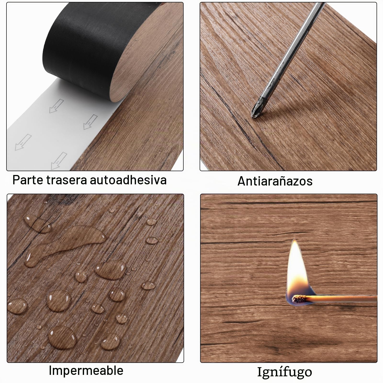 INMOZATA 5,02 m²/36 baldosas de PVC autoadhesivo, suelo de vinilo autoadhesivo, laminado de PVC, 91,5 x 15,2 cm, grosor 2 mm, antideslizante, resistente al agua, se puede cortar(marrón)