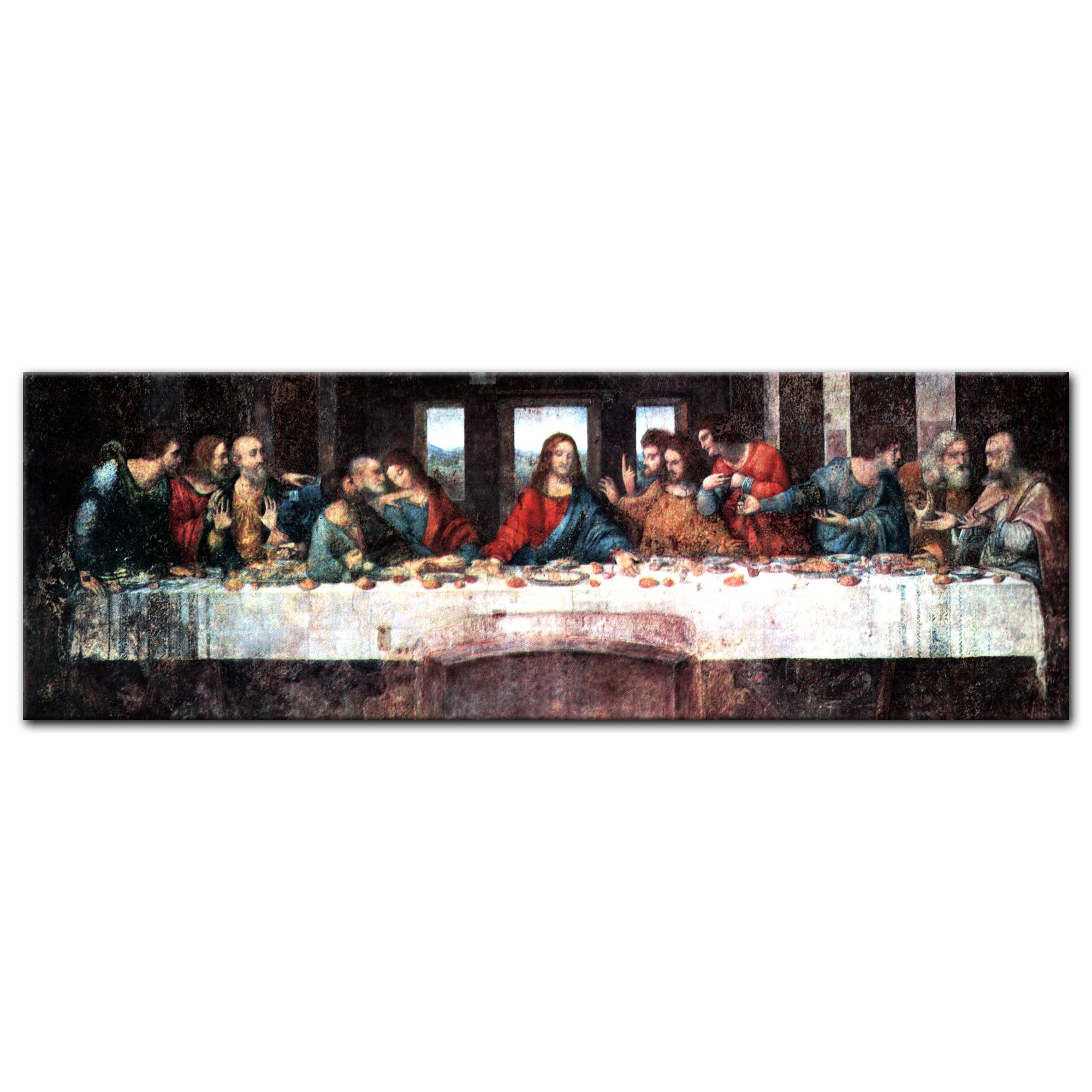 Bilderdepot24 Bild auf Leinwand | Leonardo da Vinci Das Abendmahl in 160x50 cm als Wandbild | Wand-deko Dekoration Wohnung alte Meister | 180132-160x50