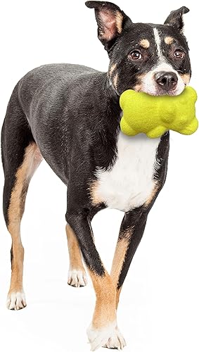 Miniatura 10 de Nylabone Power Play - Pelota de tenis de peluche Gripz, juguete de fieltro de goma, juguetes chirriantes para perros, tamaño mediano (1 unidad)