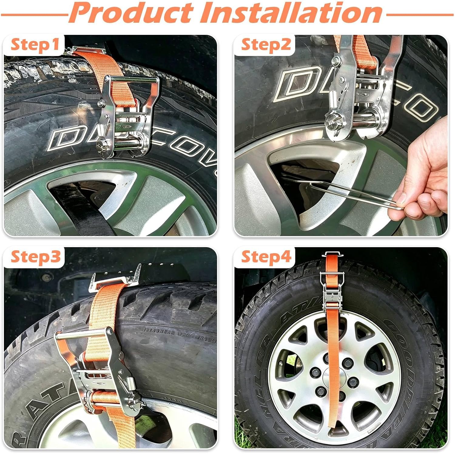 1 Pair Snow Traction Boards for Truck SUV with Gloves, Orange