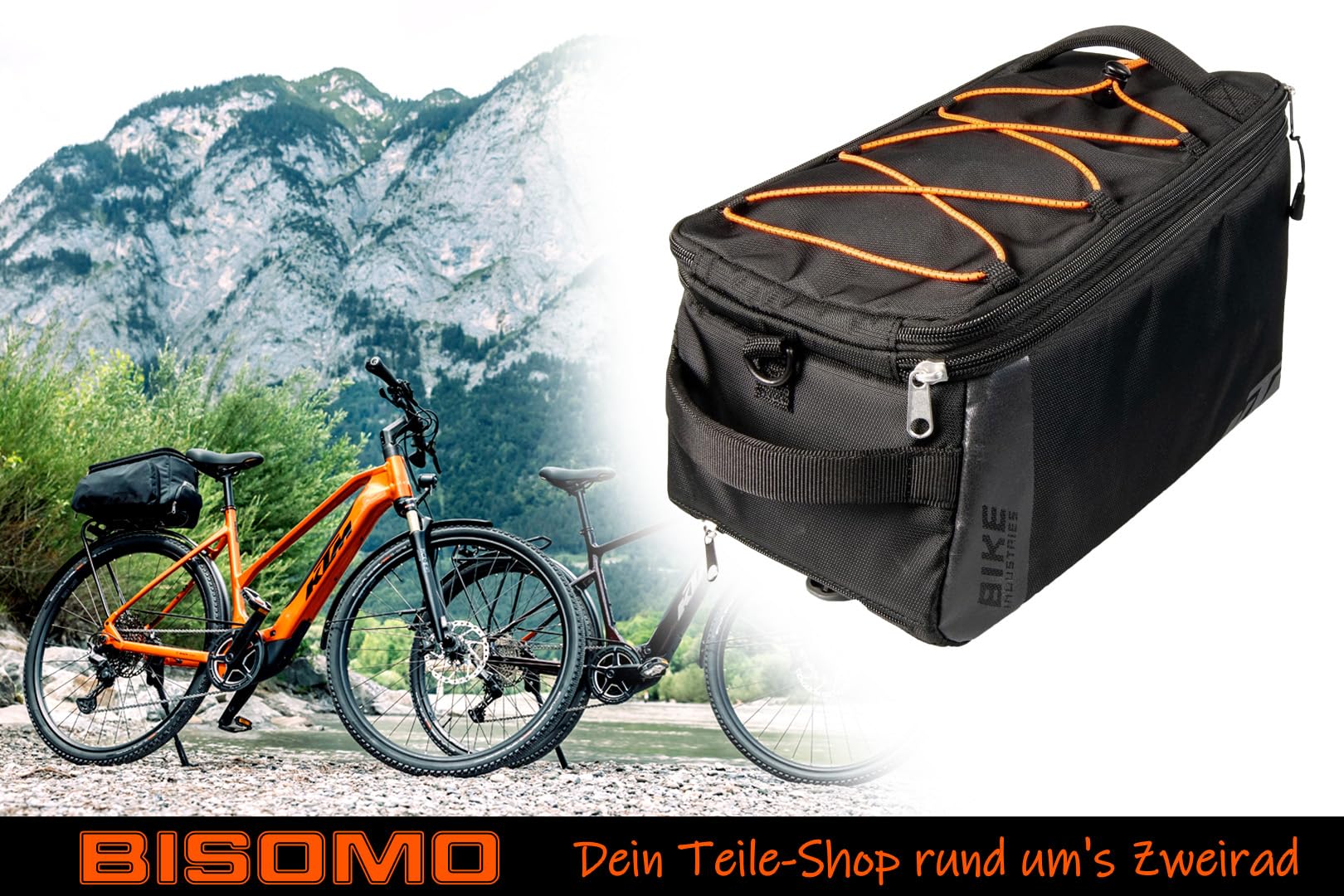 BISOMO Fahrradtasche Gepäckträger KTM 14L Snap-IT 2.0 Adapter, Fahrrad Gepäckträgertasche Sport Trunk Bag, Racktime, 34 x 19 x 27cm, mit Schultergurt Sport & Freizeit