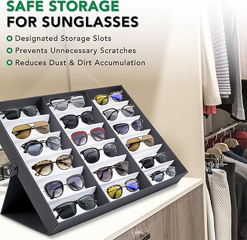 Miniatura 4 de ProSource Soporte de 18 piezas para gafas de sol para gafas de sol También es ideal para relojes y joyas color negro