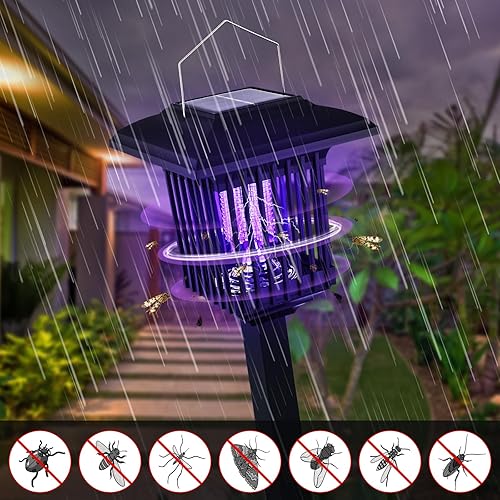 Miniatura 3 de Exterminador solar de insectos al aire libre, matamosquitos UV, luz repelente de moscas negra, impermeable, control de plagas, trampa para moscas,