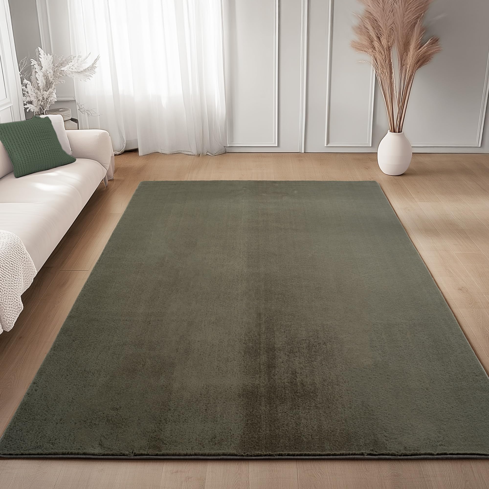 Carpettex Vloerkleed Zwart 120x160 cm Wasbaar, Zacht en Antislip, Modern Effen Design voor Woonkamer, Keuken, Kinderkamer en Slaapkamer, Comfortabel en Duurzaam