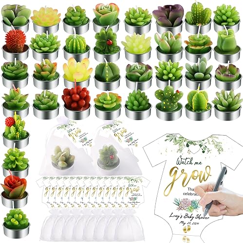 Miniatura 1 de AIXIANG Velas suculentas de 36 estilos, velas de cactus, velas de té, regalos de baby shower para invitados + 36 macetas de terracota para