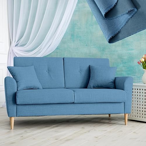 Miniatura 5 de VitalCozy Tela de tapicería de 3.3 yardas x 57 pulgadas, material de lino sintético, tela de costura de poliéster para tapicería de muebles, silla,