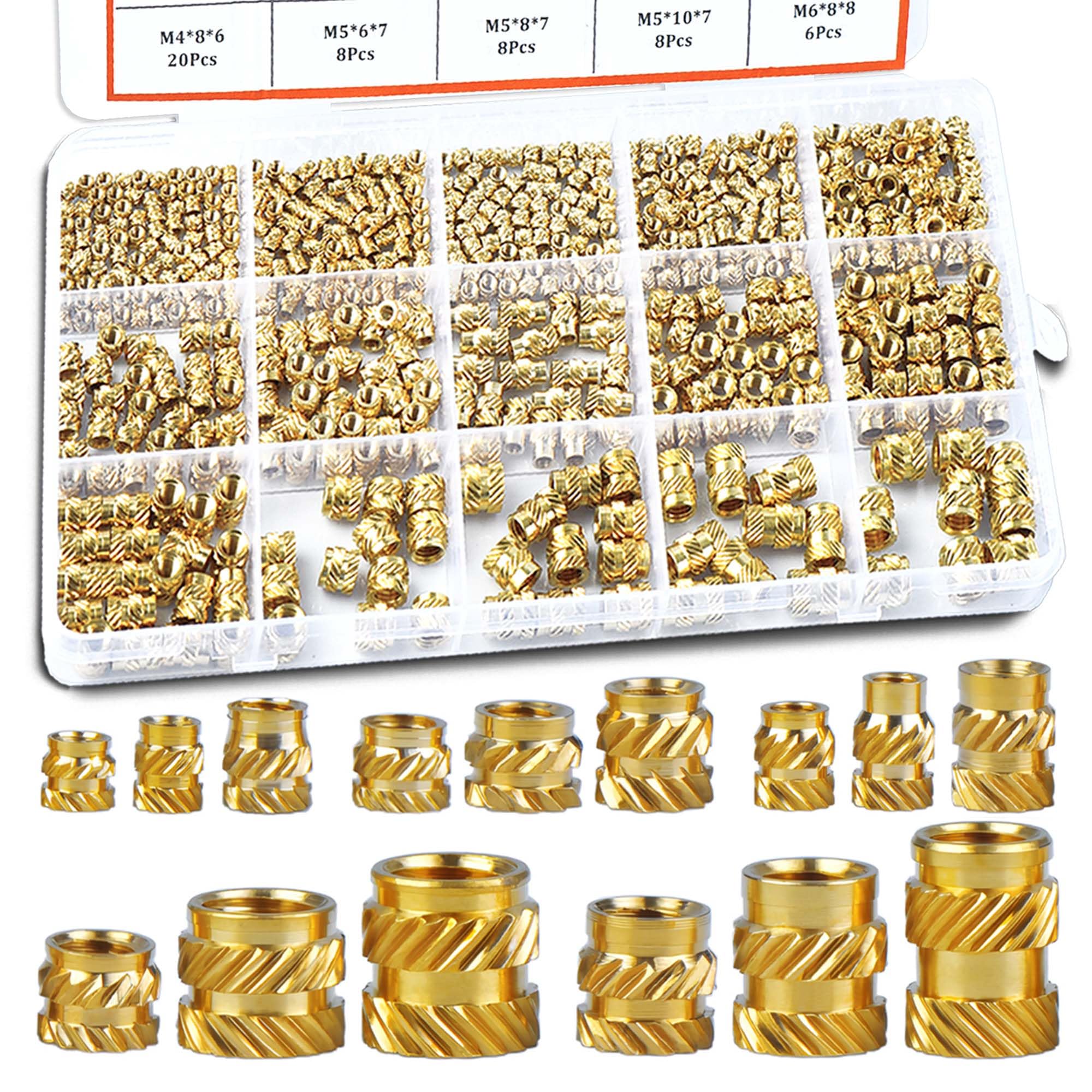 400 Pcs Zruosiniy Premium Brass Threaded Inserts Kit, M2 M2.5 M3 M4 M5 M6 Female Metric Knurled Insert Nuts, Heat Set Inserts for Plastic & 3D