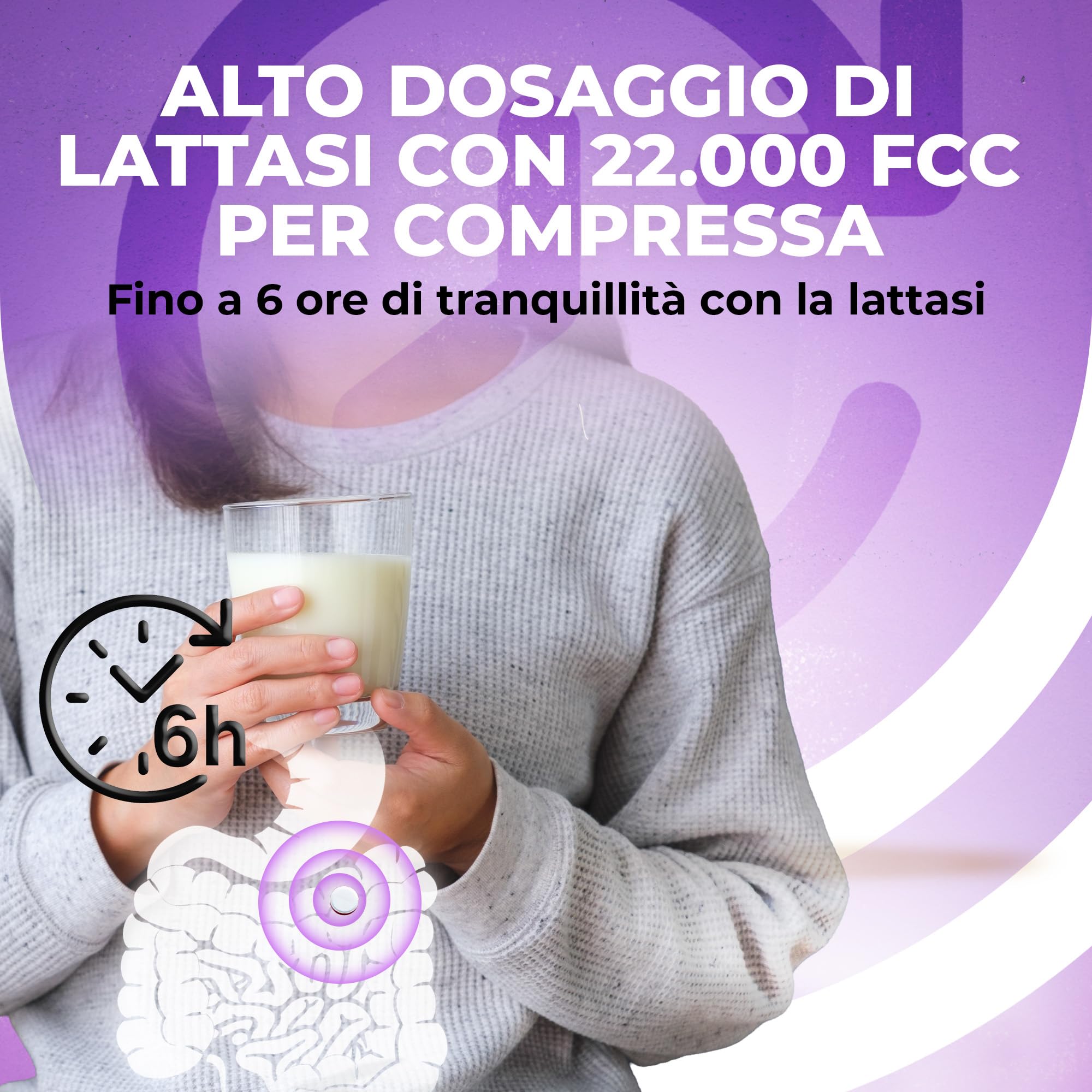 Lattasi 22.000 Depot – 365 compresse a rilascio prolungato (Sepismart® Slow Release) – Alta concentrazione con 22.000 unità FCC – Per intolleranza al lattosio e al latte – LUTO Supplements