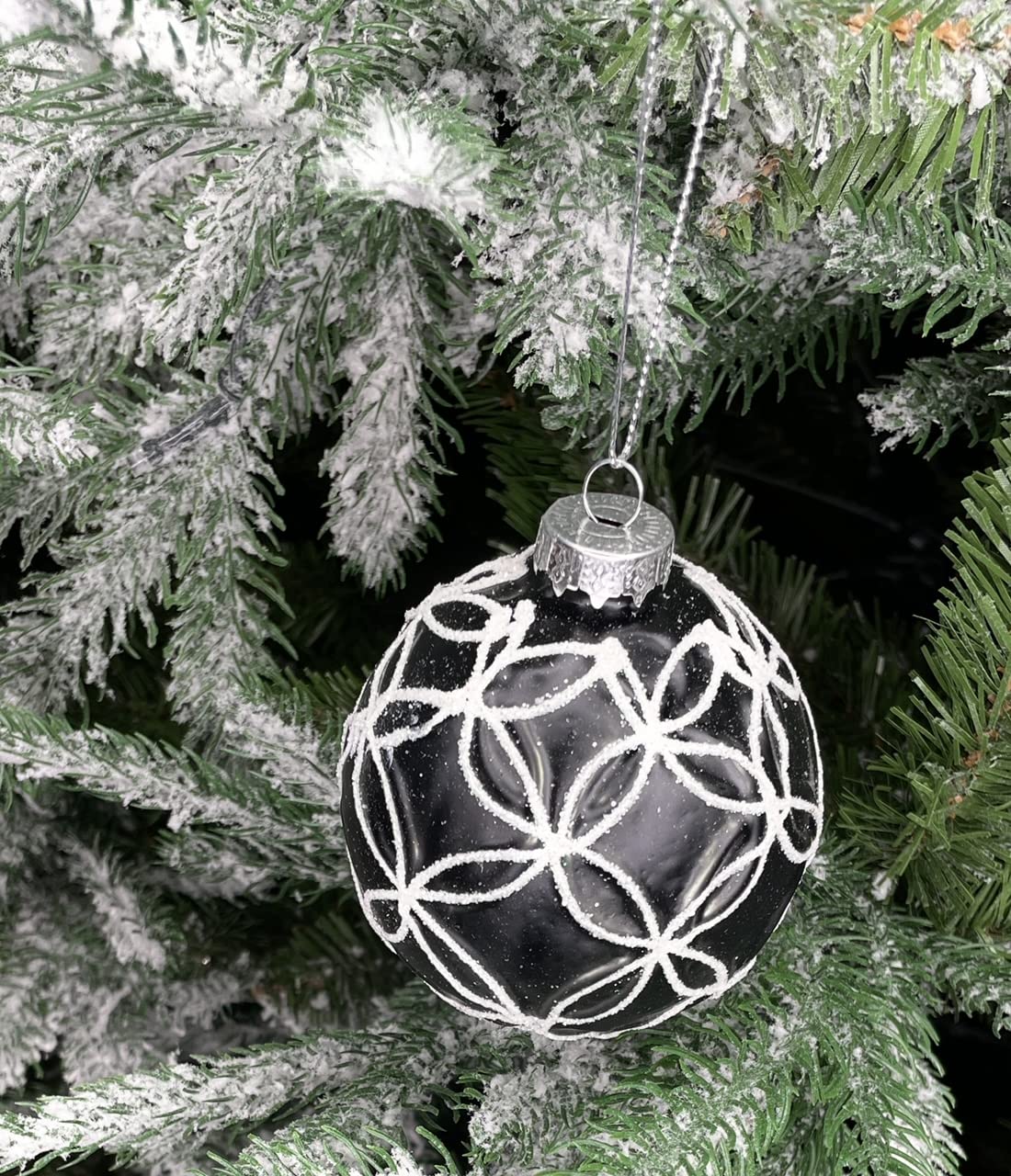MC Trend Lot de 12 boules de Noël en verre de luxe de 8 cm de diamètre - Décoration de Noël - Rouge doré et argent clair